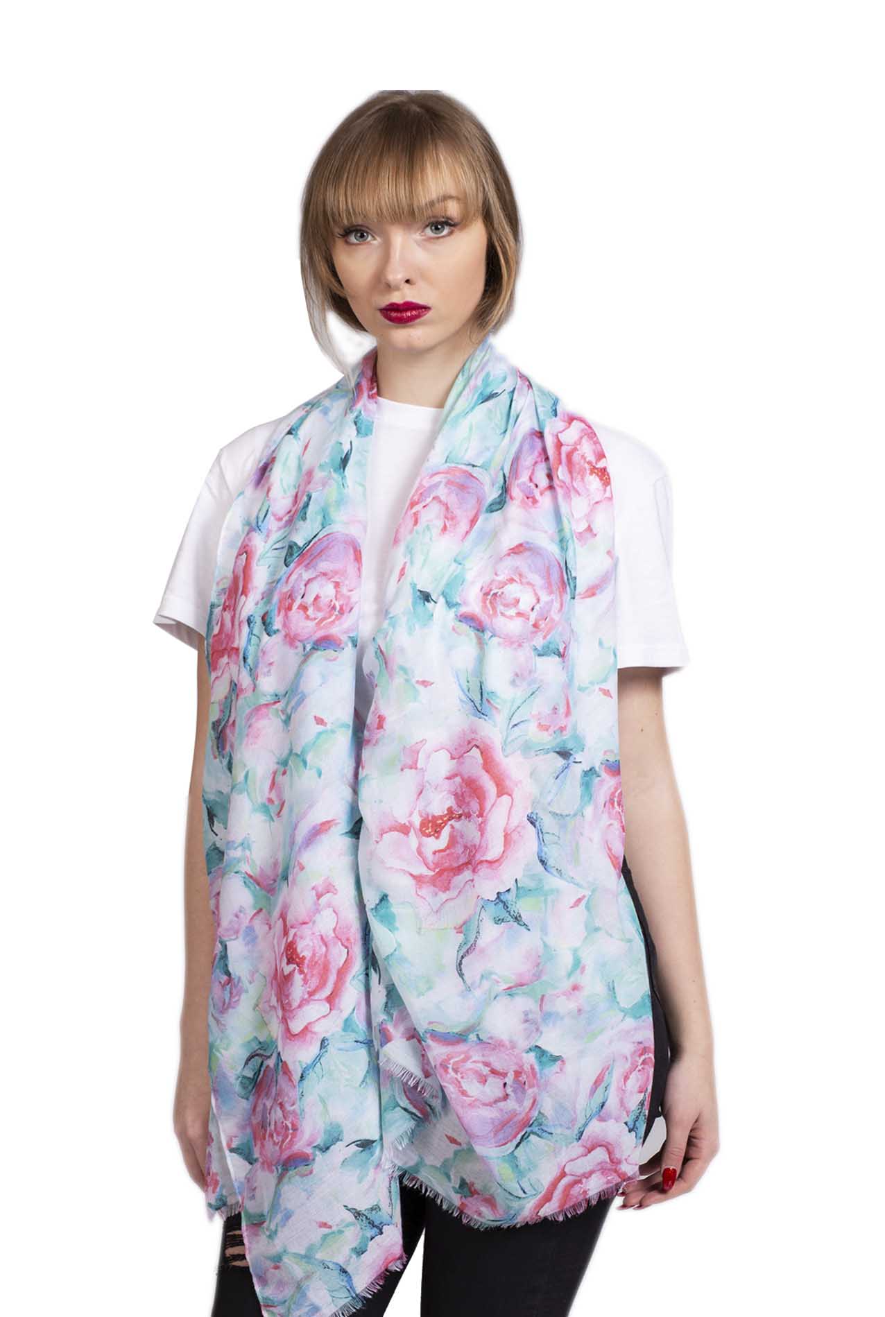 SF1995-045 Soft Printed Scarf with Roses