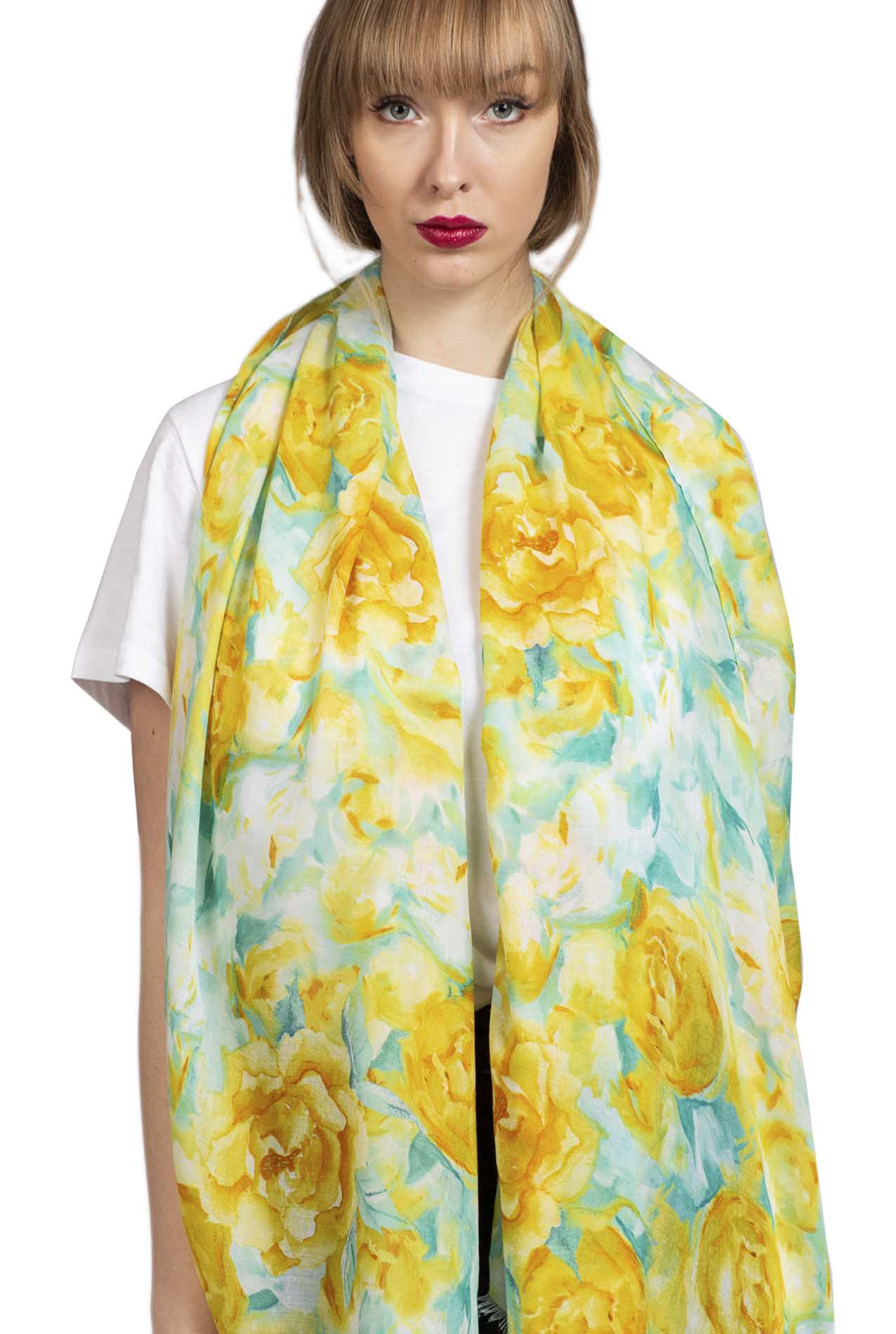 SF1995-045 Soft Printed Scarf with Roses