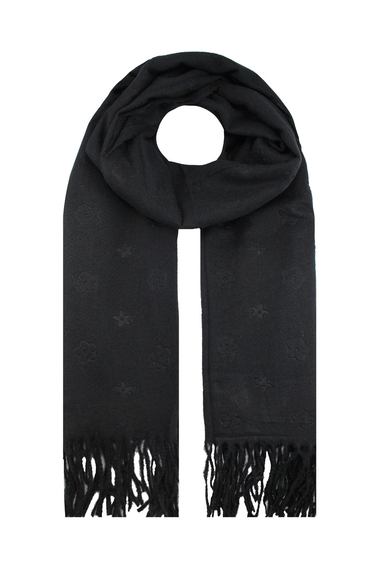 SF20100-278 Plain Colour Mix Scarf with Flowers