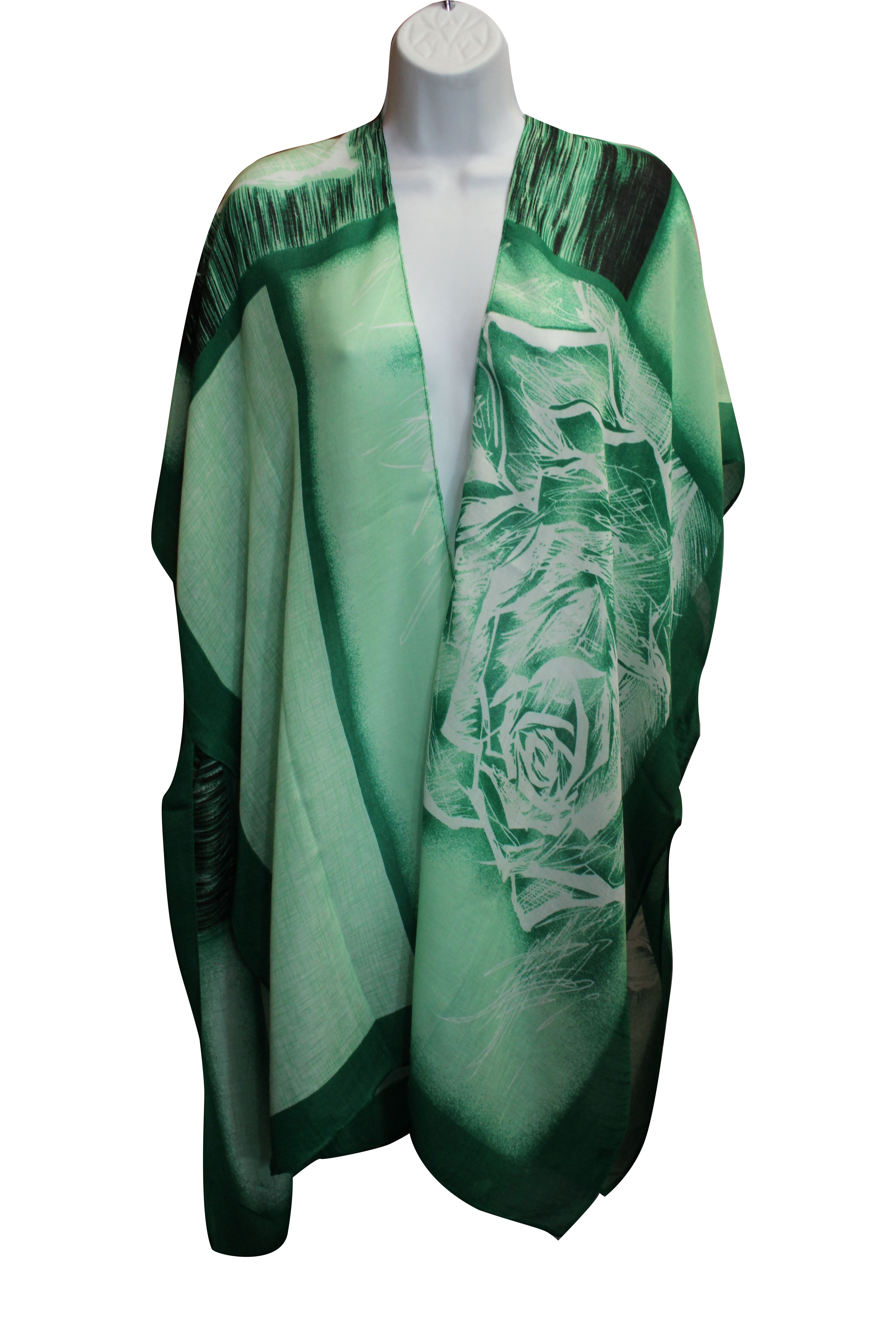 SF20105-183 Large Rose Print Cotton Mix Poncho