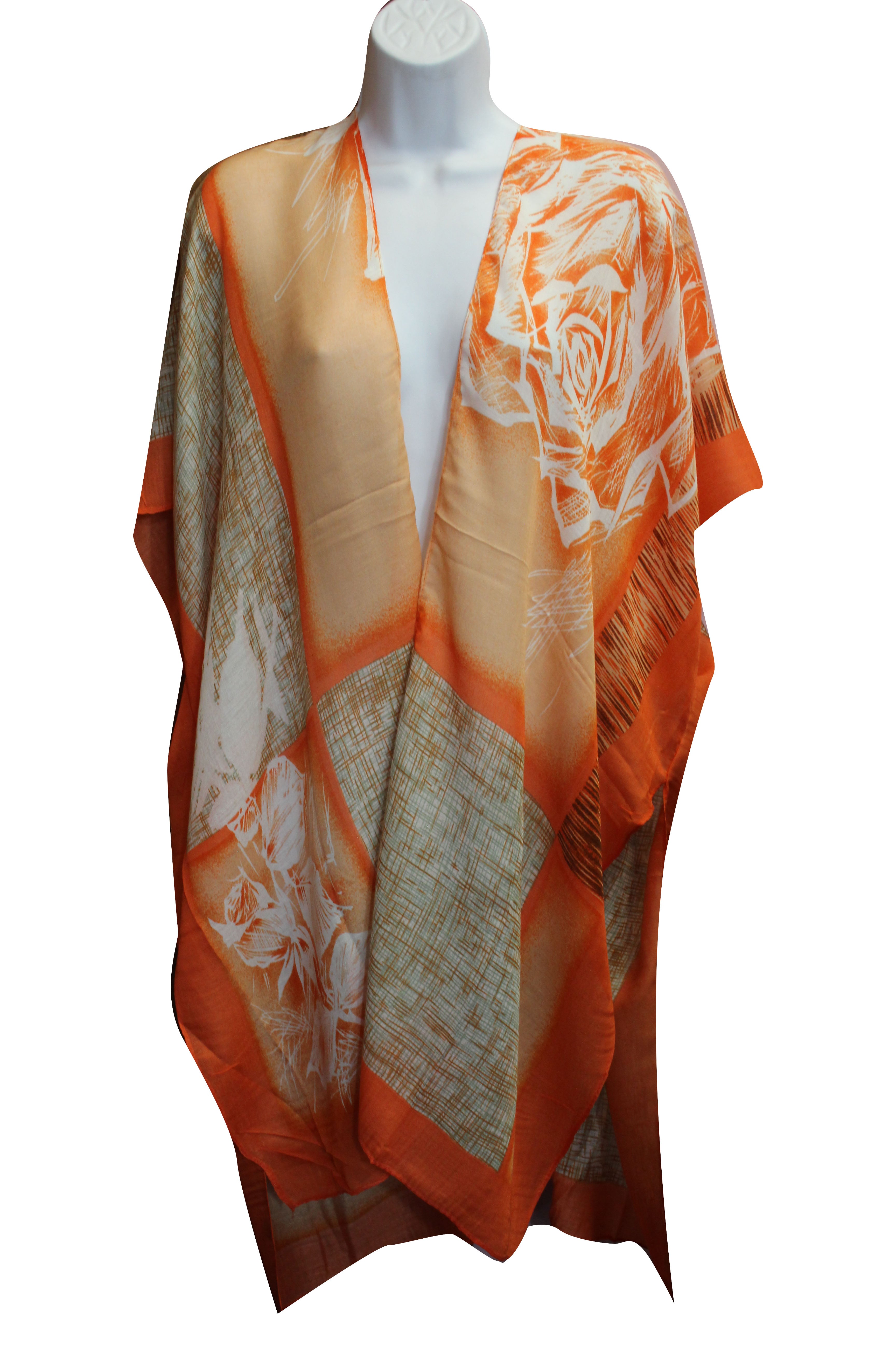 SF20105-183 Large Rose Print Cotton Mix Poncho