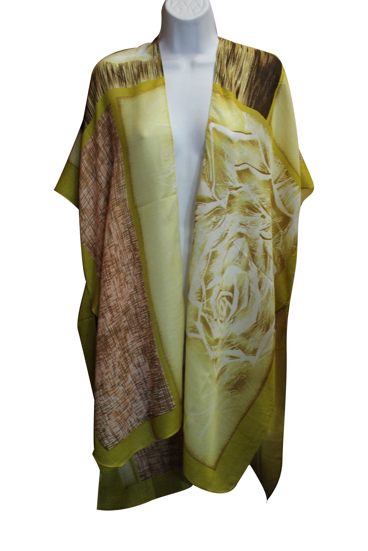 SF20105-183 Large Rose Print Cotton Mix Poncho