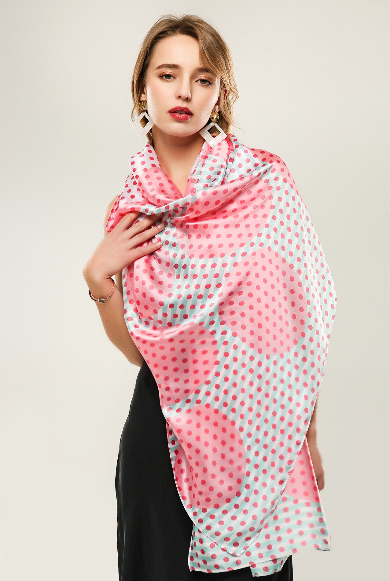 SF20110-172 Multicolour Polka Dots Silk Mix Scarf