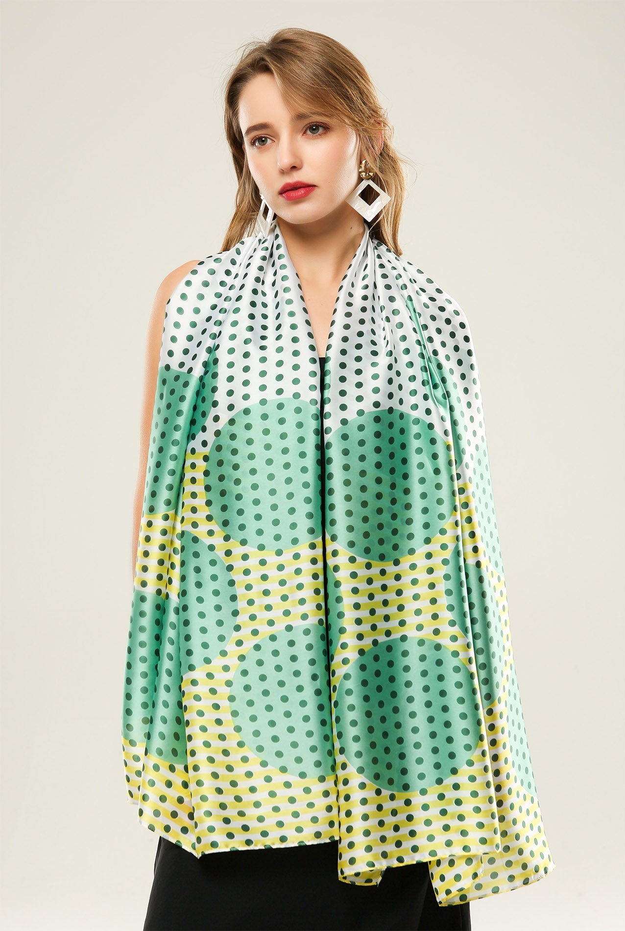 SF20110-172 Multicolour Polka Dots Silk Mix Scarf