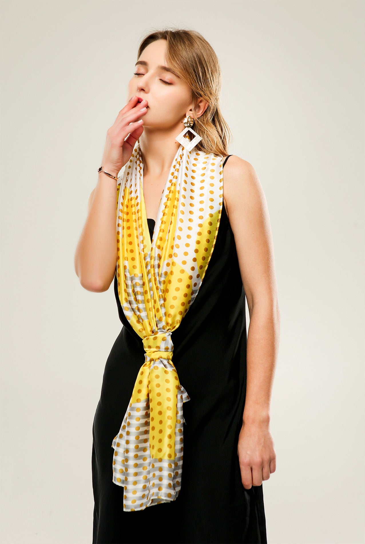 SF20110-172 Multicolour Polka Dots Silk Mix Scarf