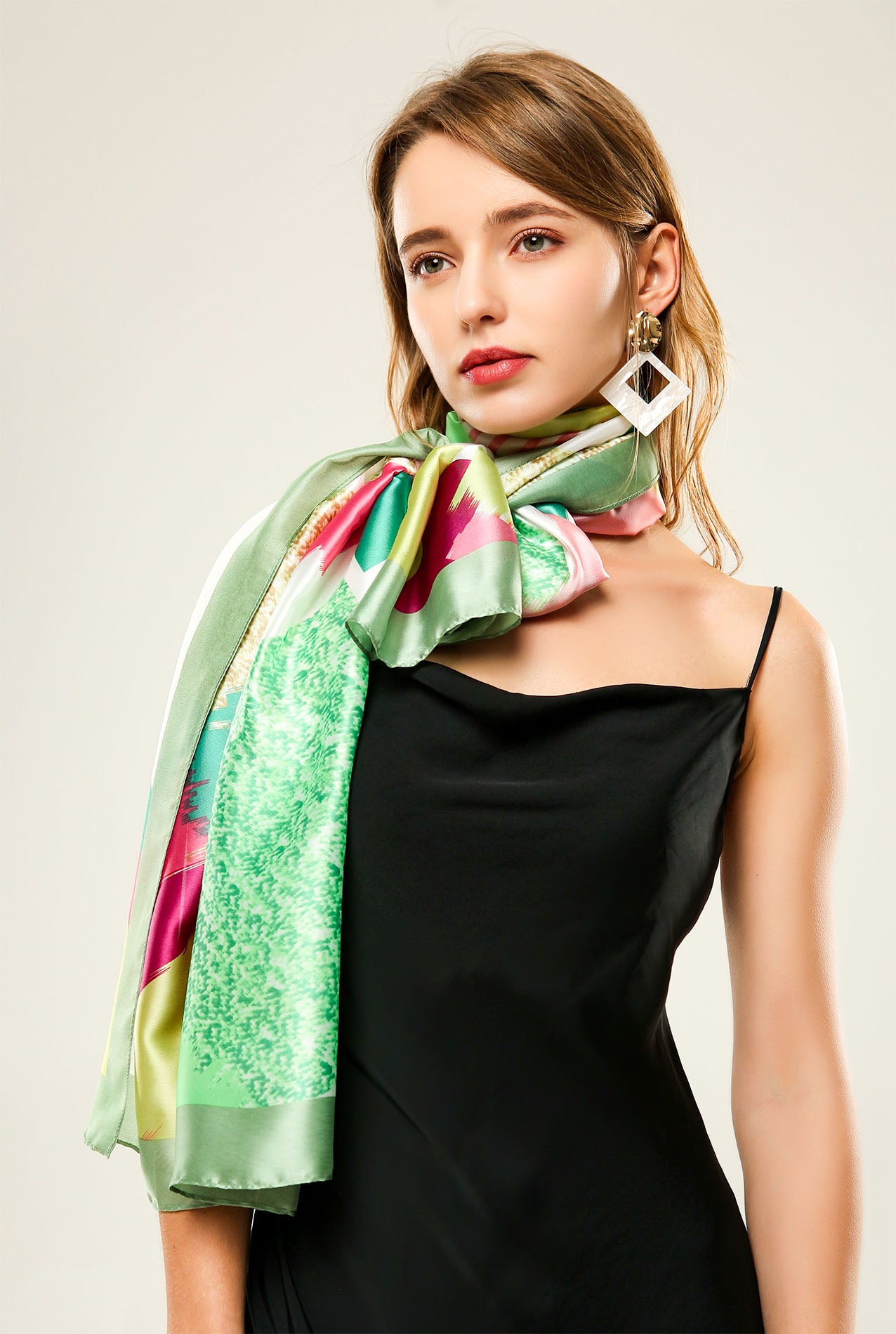 SF20110-175 Abstract Multi-Design Silky Scarf