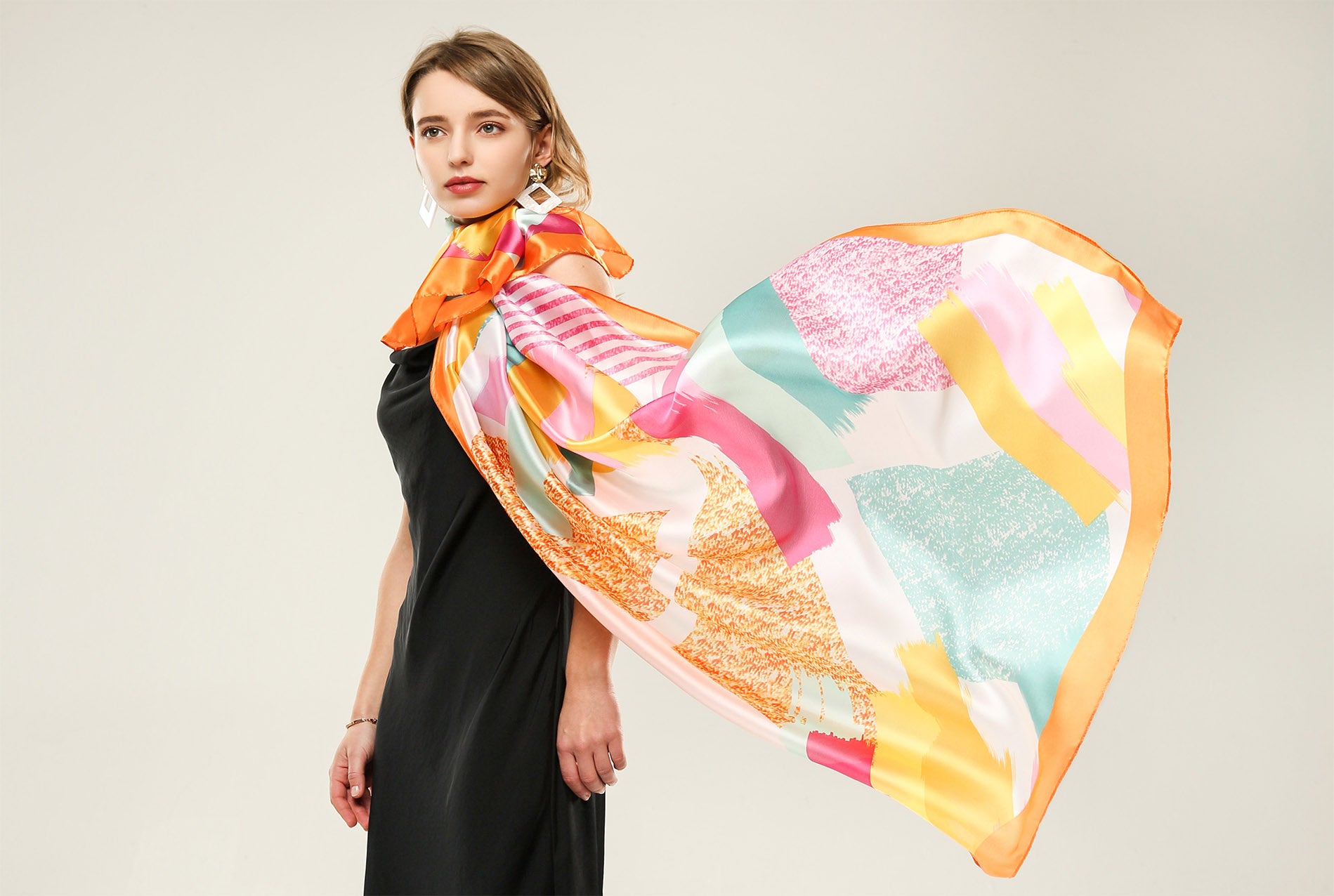 SF20110-175 Abstract Multi-Design Silky Scarf