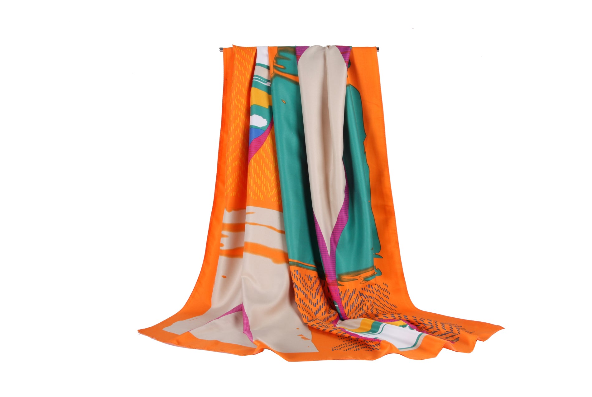 SF20115-170 Multicoloured Abstract Print Silky Scarf