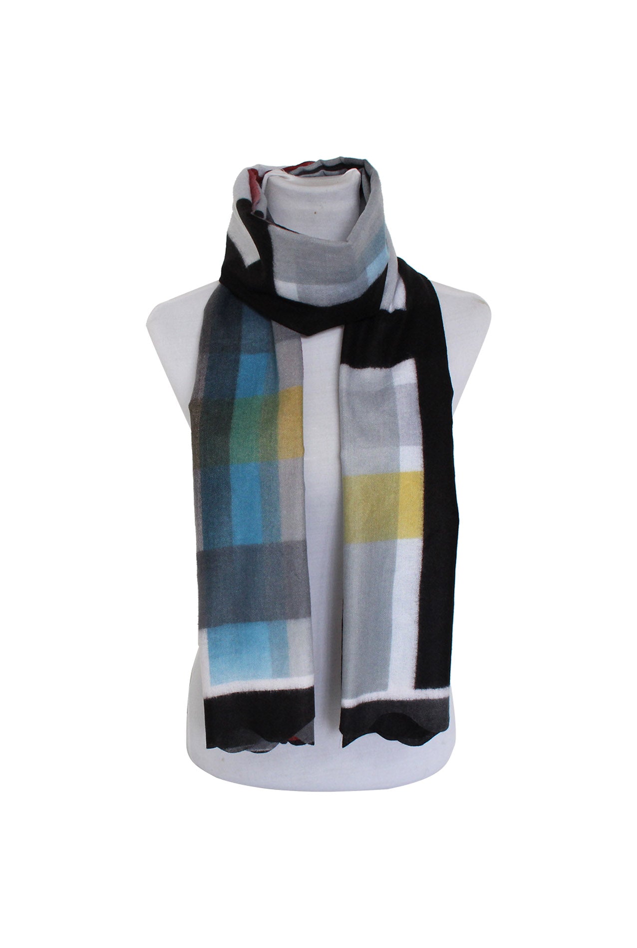 SF20115-240 Lattice Print Multicolour Wool Mix Scarf