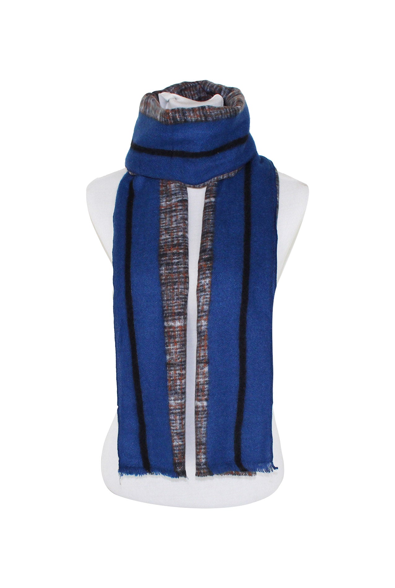 SF20135-247 Vibrant Stripe Print Wool Blend Scarf