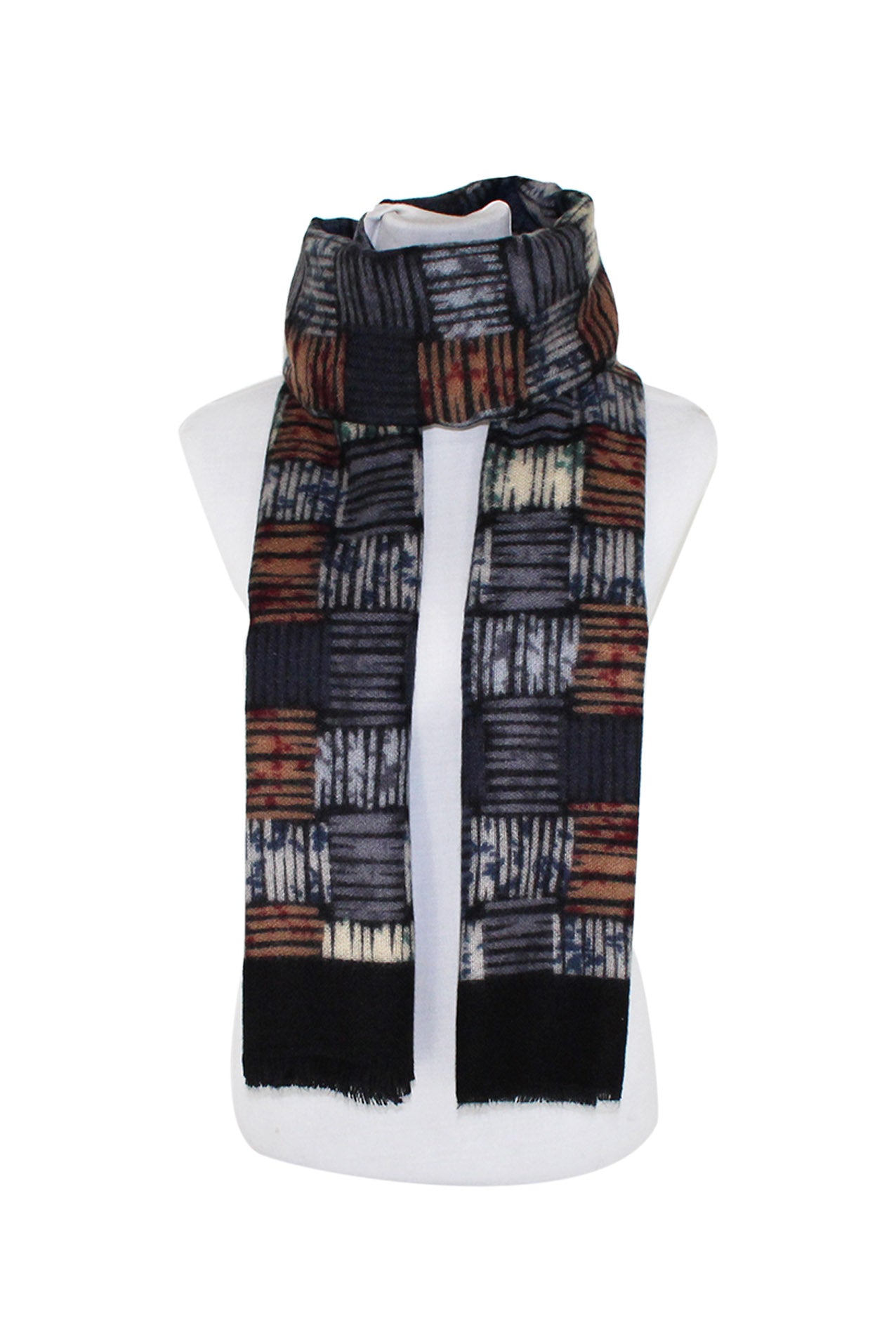 SF20135-248 Multicolour Square Design Wool Blend Scarf