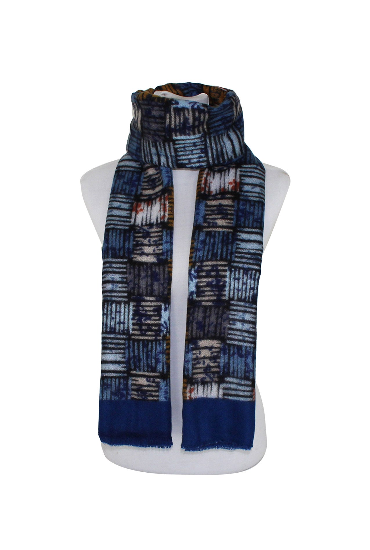 SF20135-248 Multicolour Square Design Wool Blend Scarf