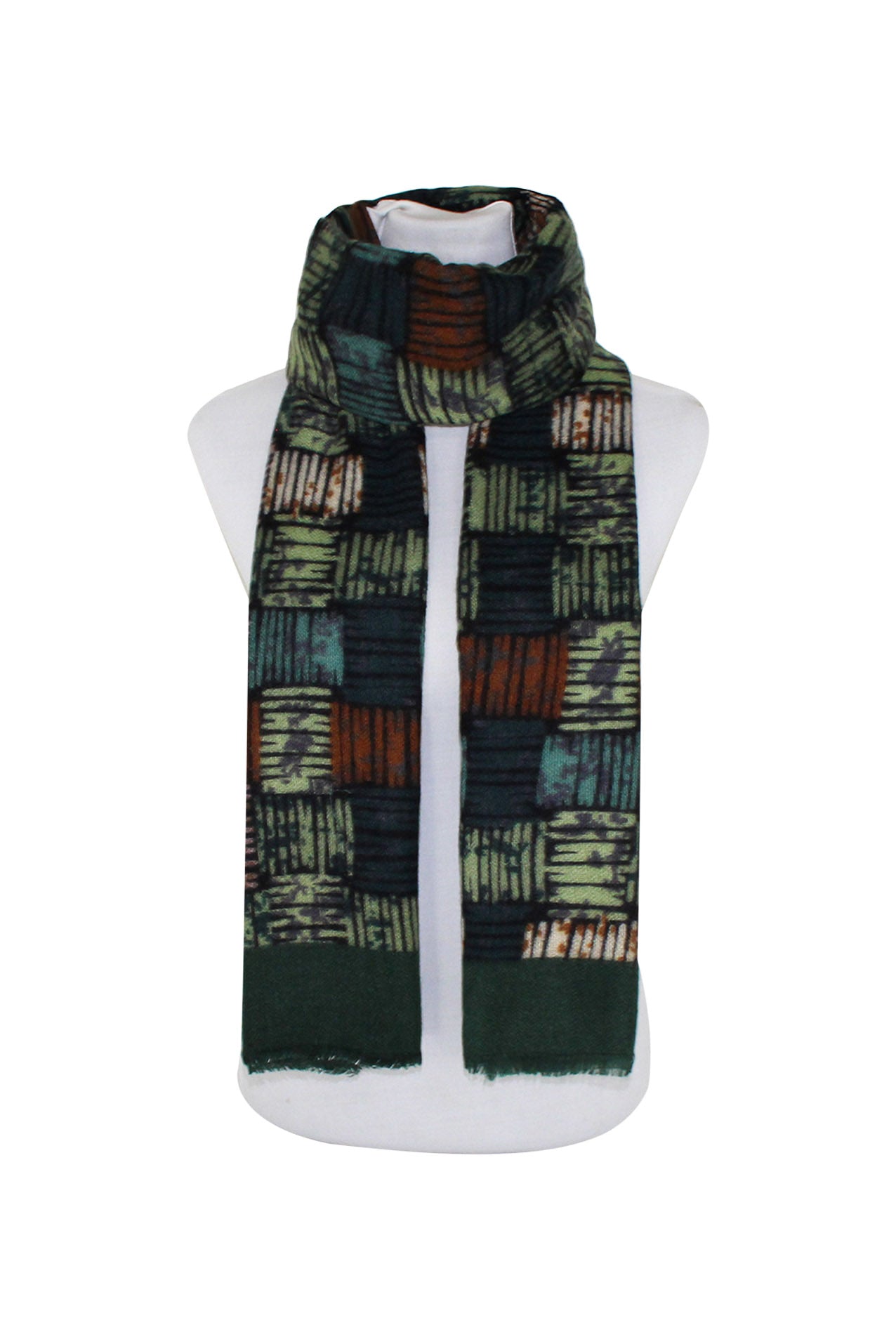 SF20135-248 Multicolour Square Design Wool Blend Scarf