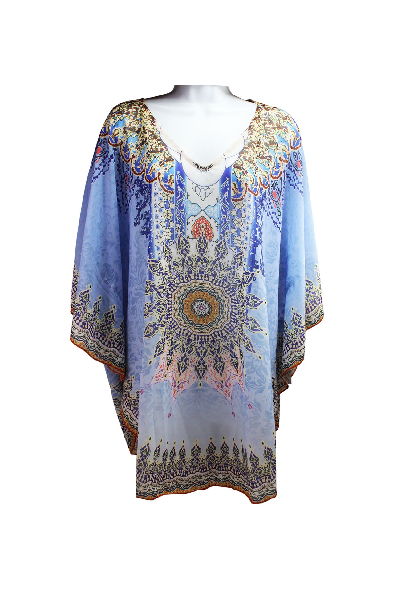 SF20250-180 Mandala Art Sequin Poncho