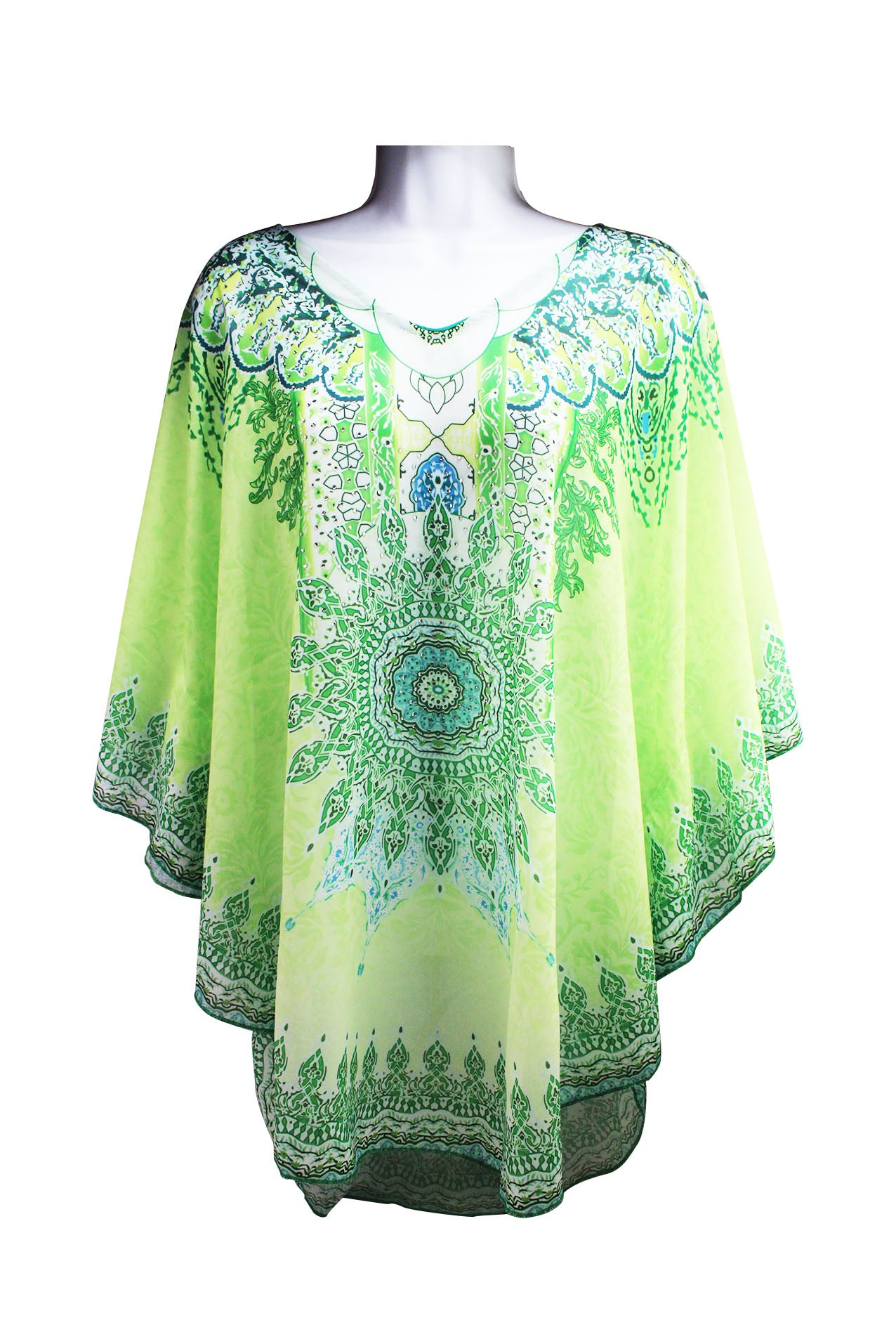 SF20250-180 Mandala Art Sequin Poncho