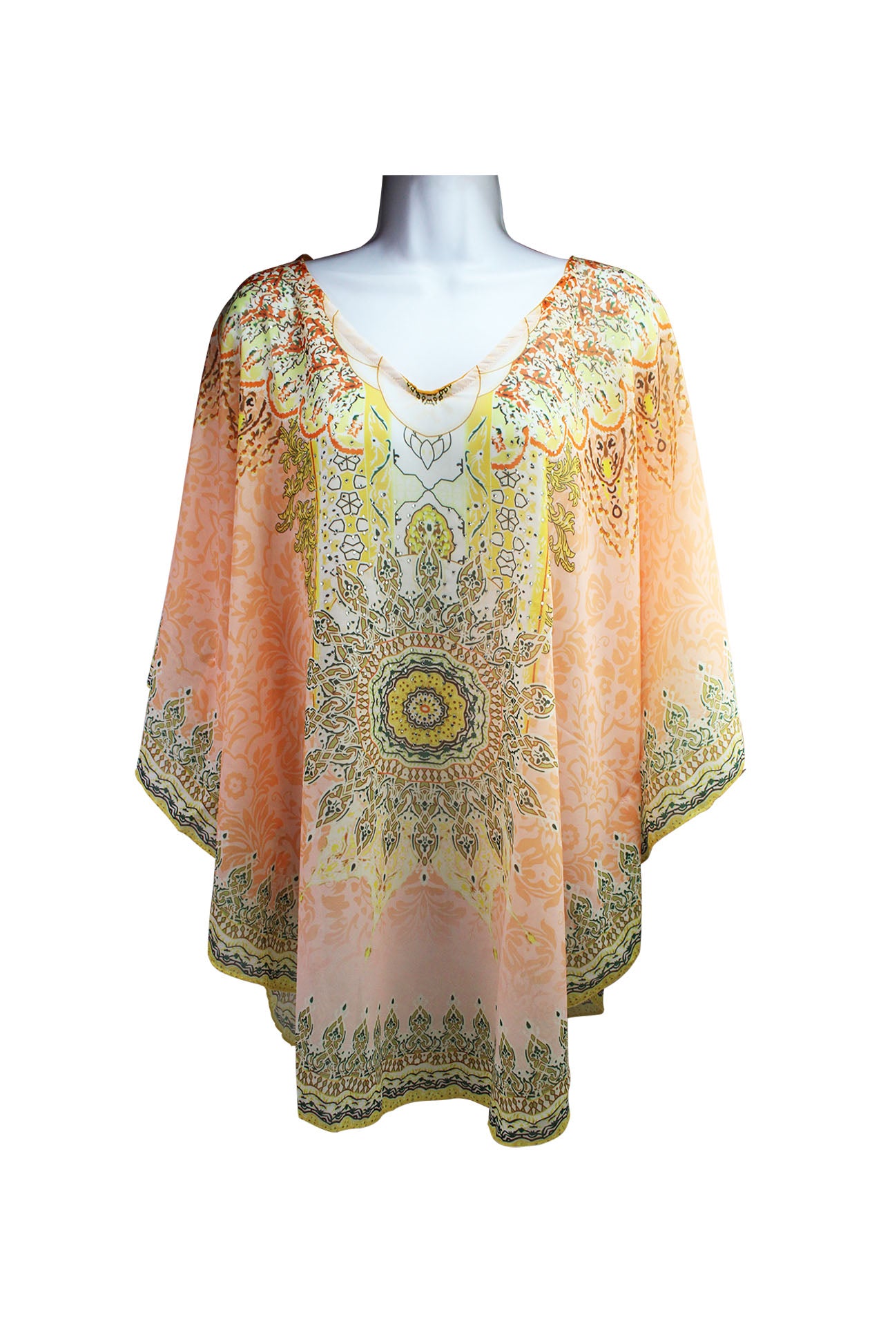 SF20250-180 Mandala Art Sequin Poncho