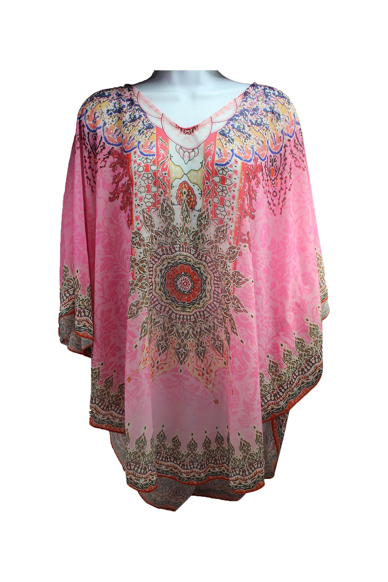 SF20250-180 Mandala Art Sequin Poncho