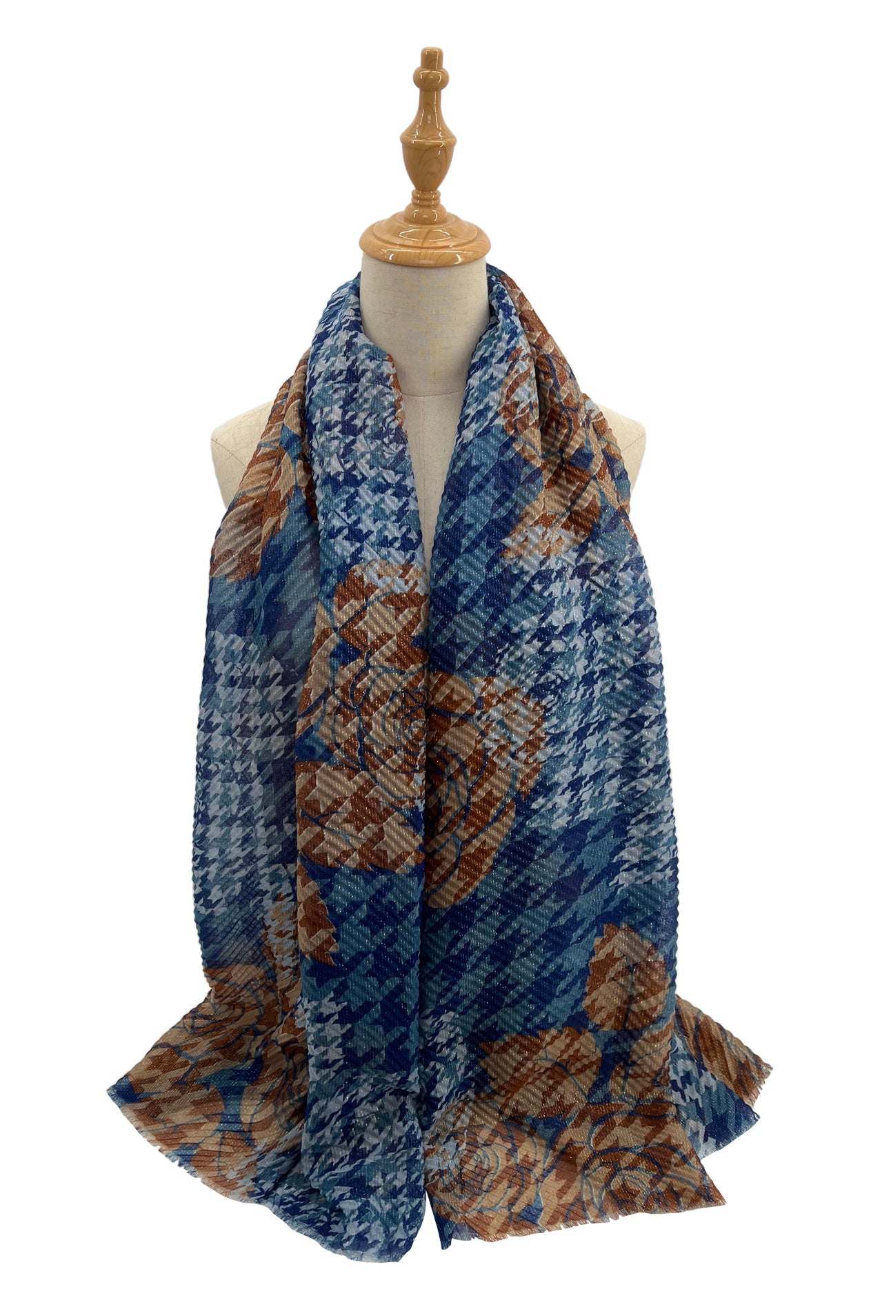 SF2070-737 Lurex Rose Check Pattern Scarf