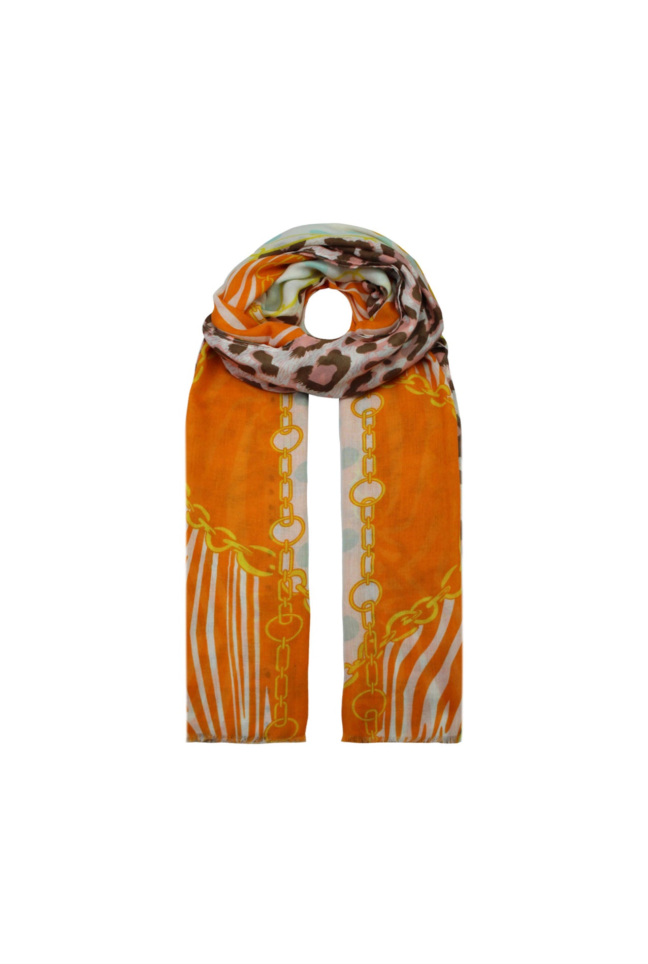 SF2085-142 Chain and Leopard Print Scarf