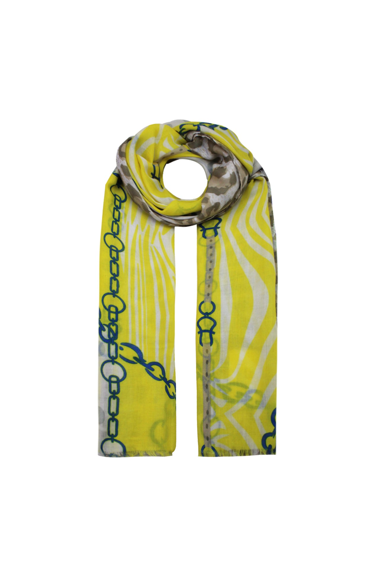 SF2085-142 Chain and Leopard Print Scarf