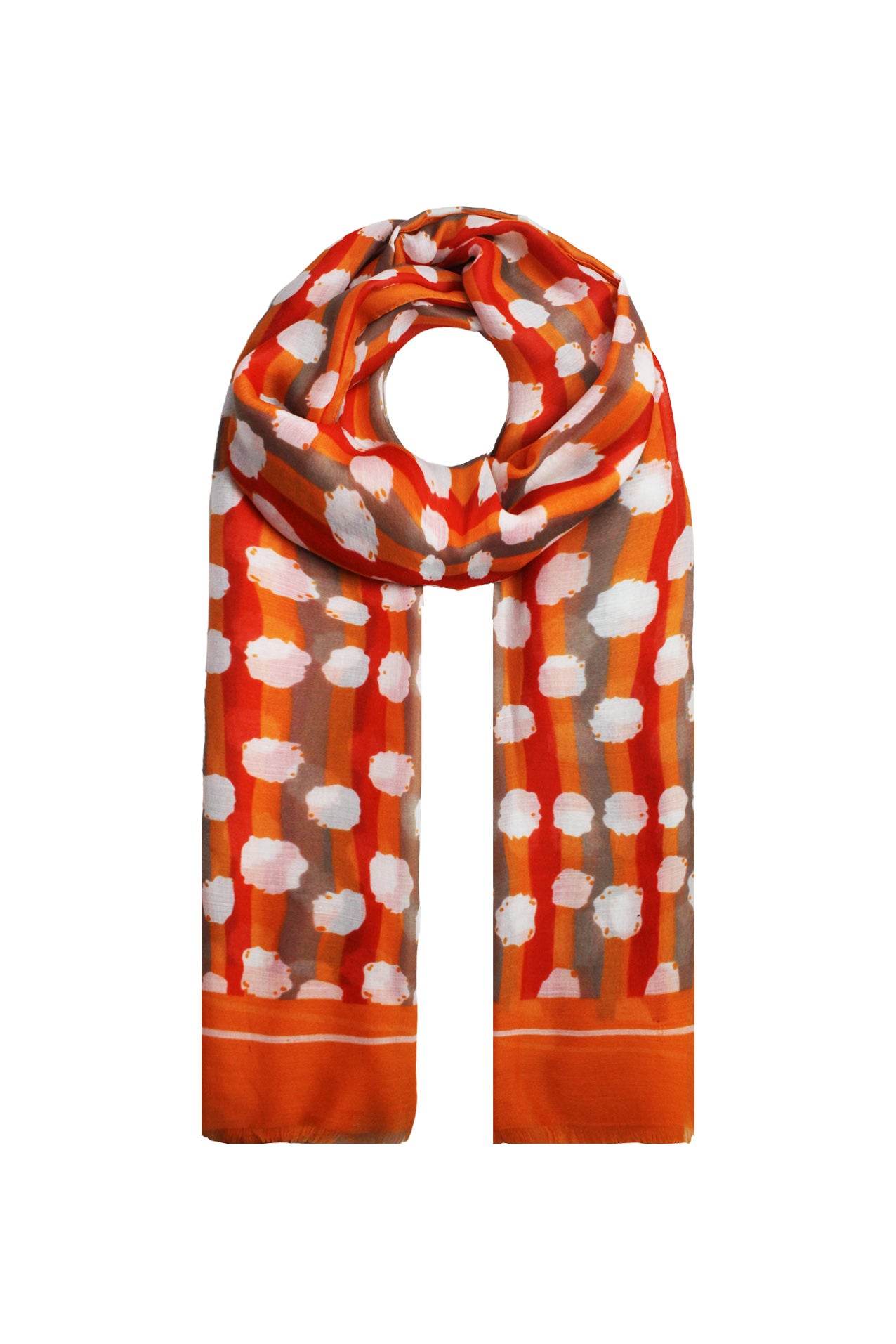 SF2085-156 Multicolour Cloud and Striped Cotton Mix Scarf