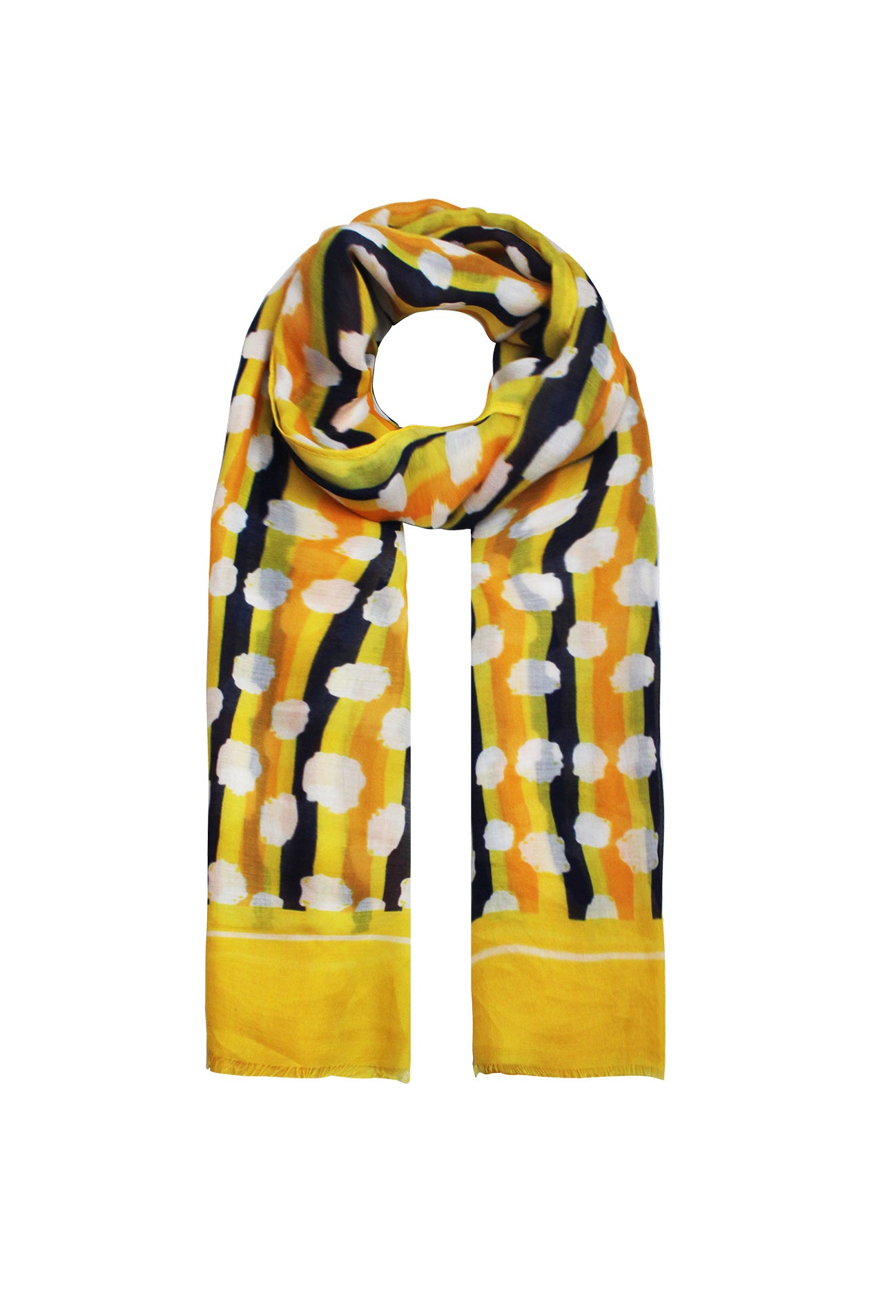 SF2085-156 Multicolour Cloud and Striped Cotton Mix Scarf