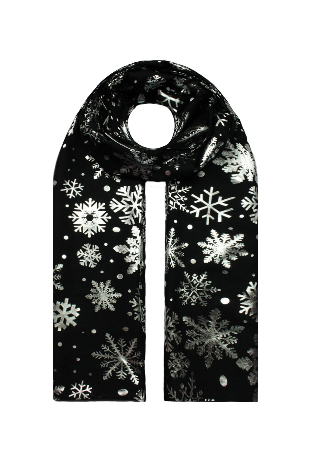 SF21058-656 Silver Foil Snow Flake Scarf