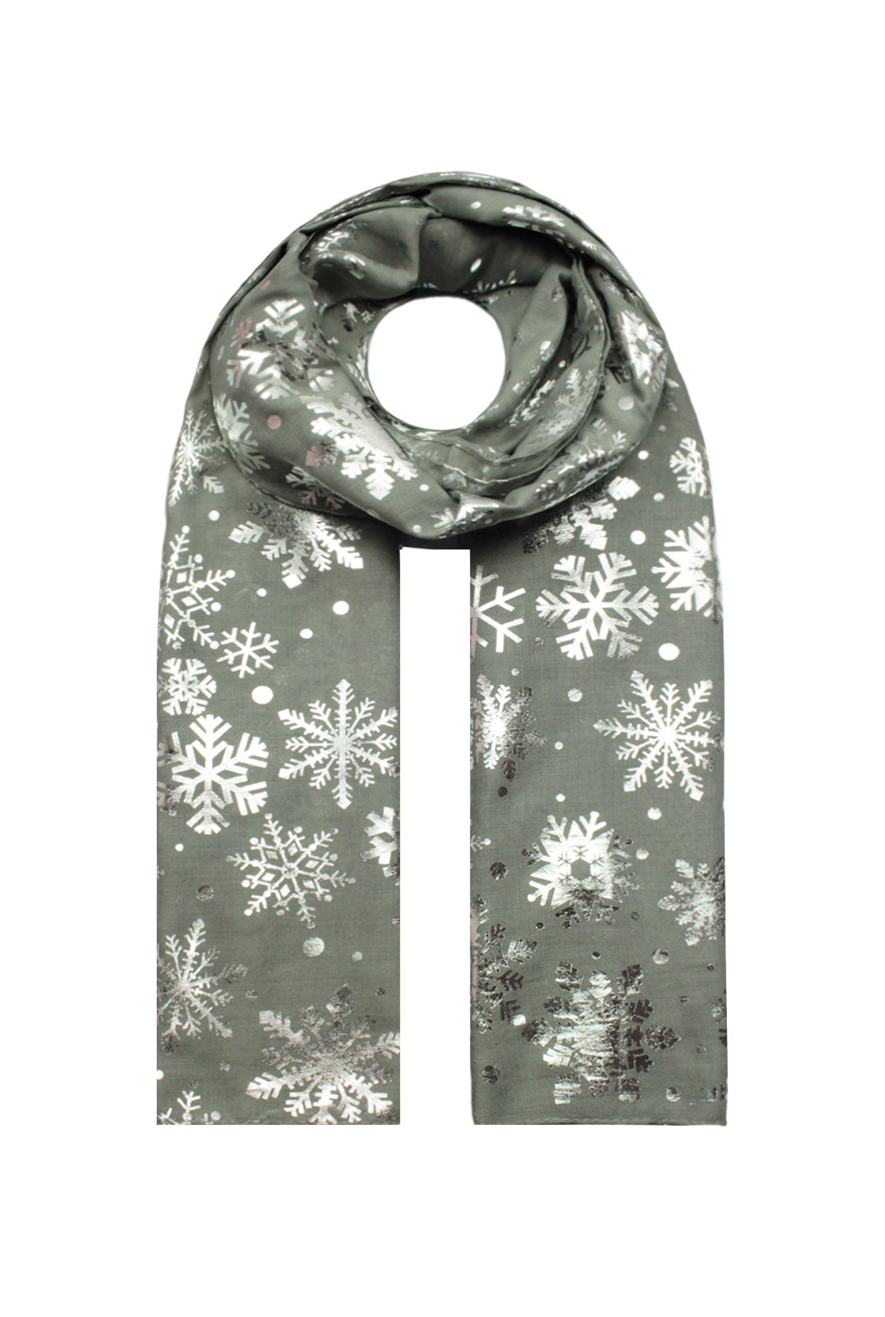 SF21058-656 Silver Foil Snow Flake Scarf