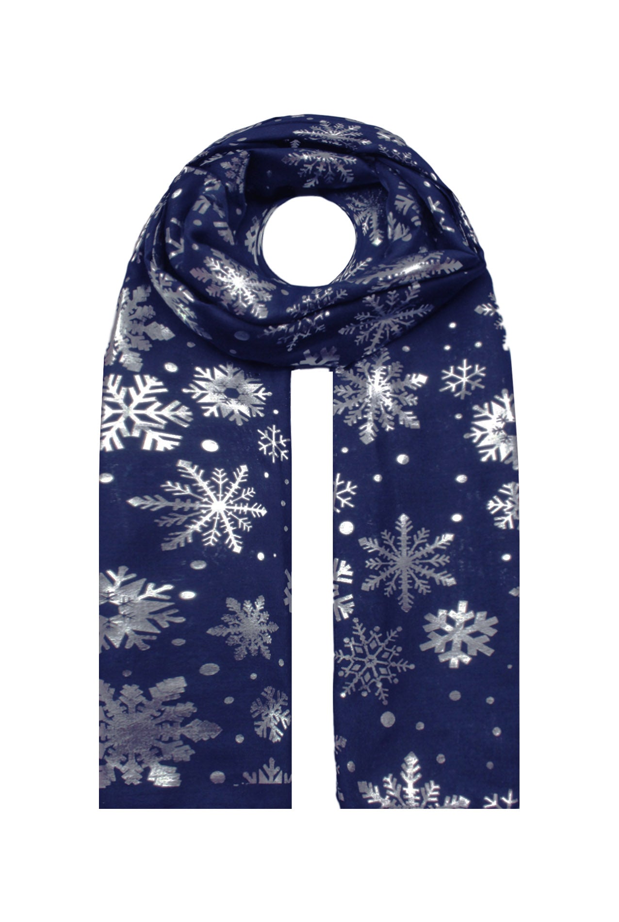 SF21058-656 Silver Foil Snow Flake Scarf