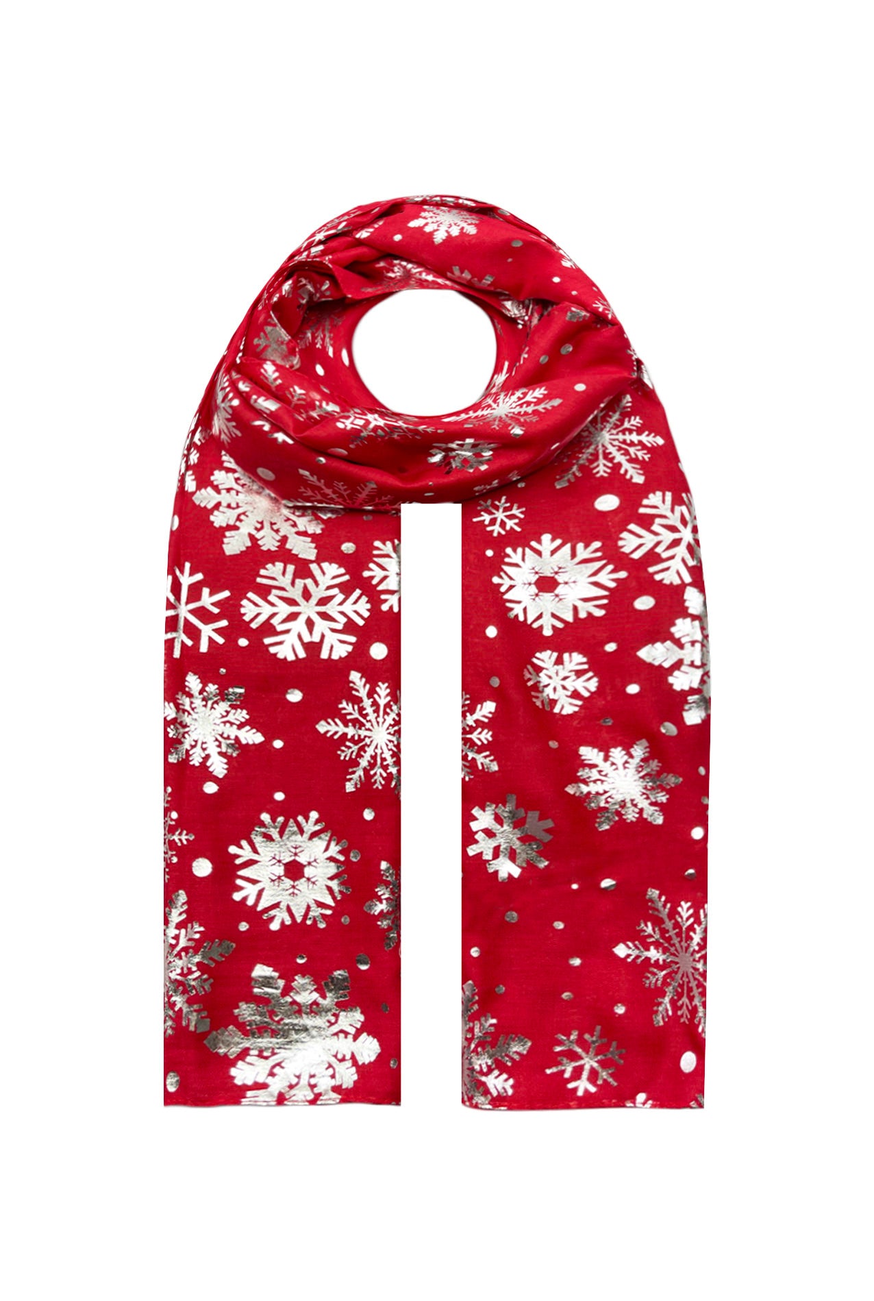 SF21058-656 Silver Foil Snow Flake Scarf