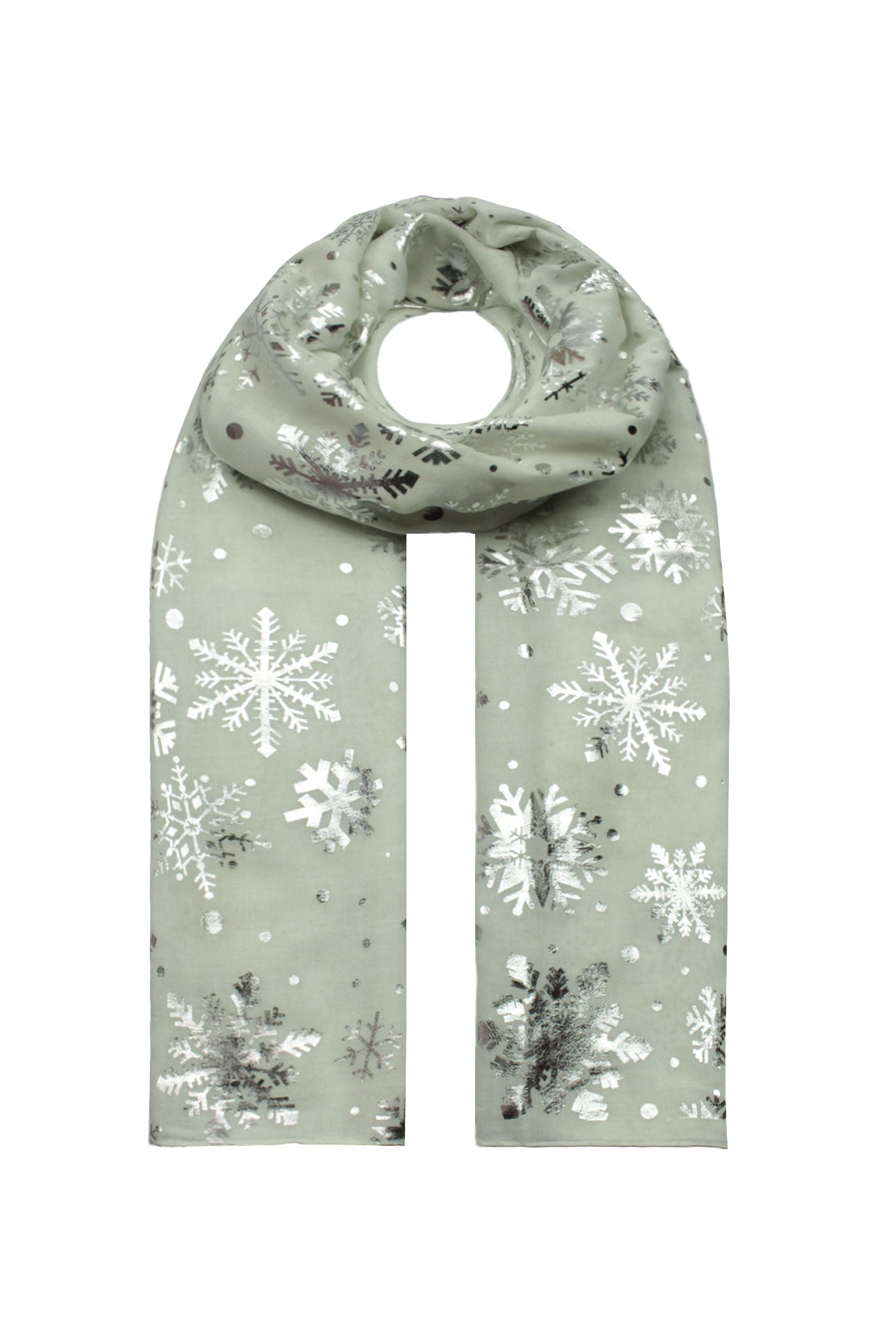 SF21058-656 Silver Foil Snow Flake Scarf