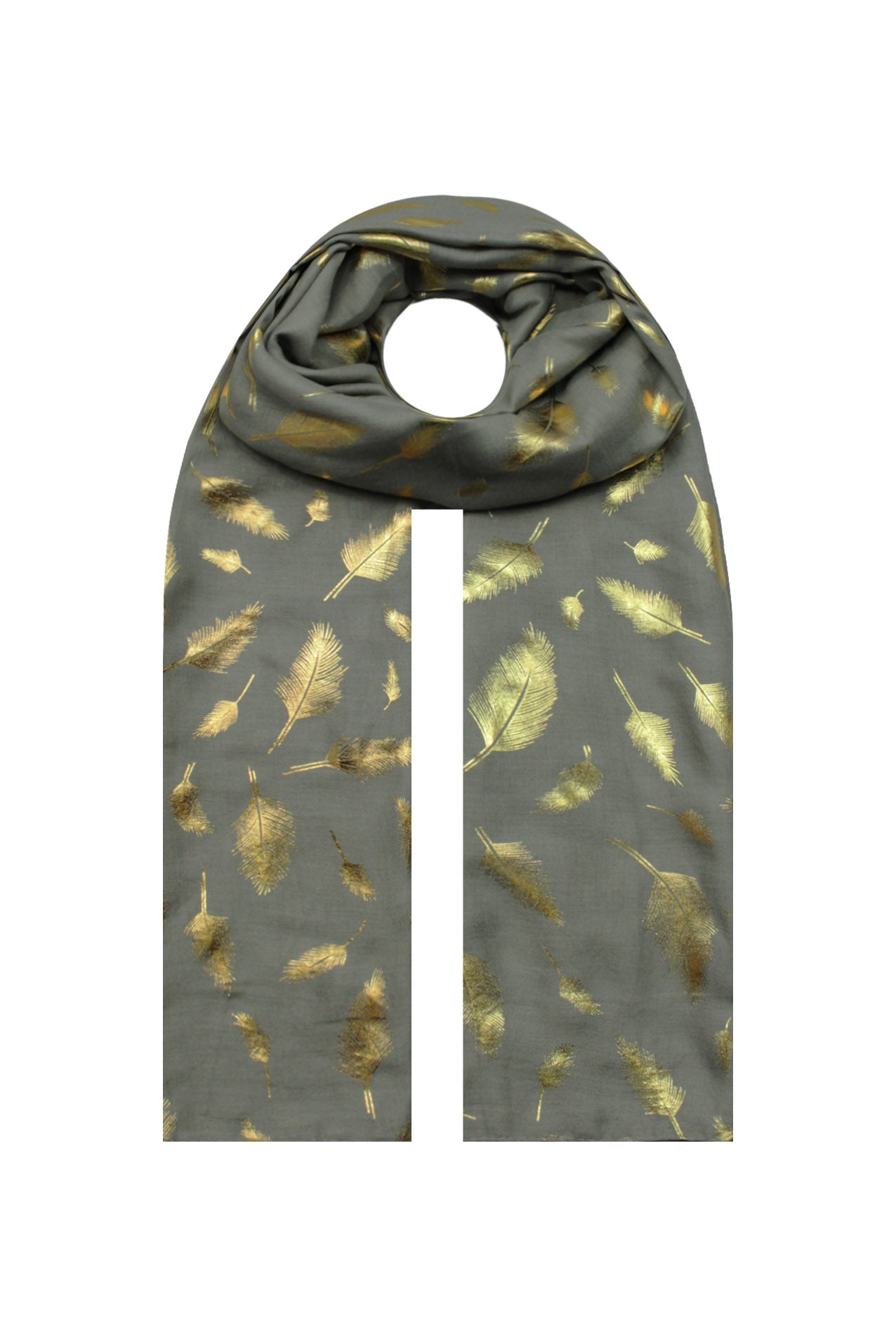 SF21058-657 Small Gold Foil Leaf Pattern Scarf