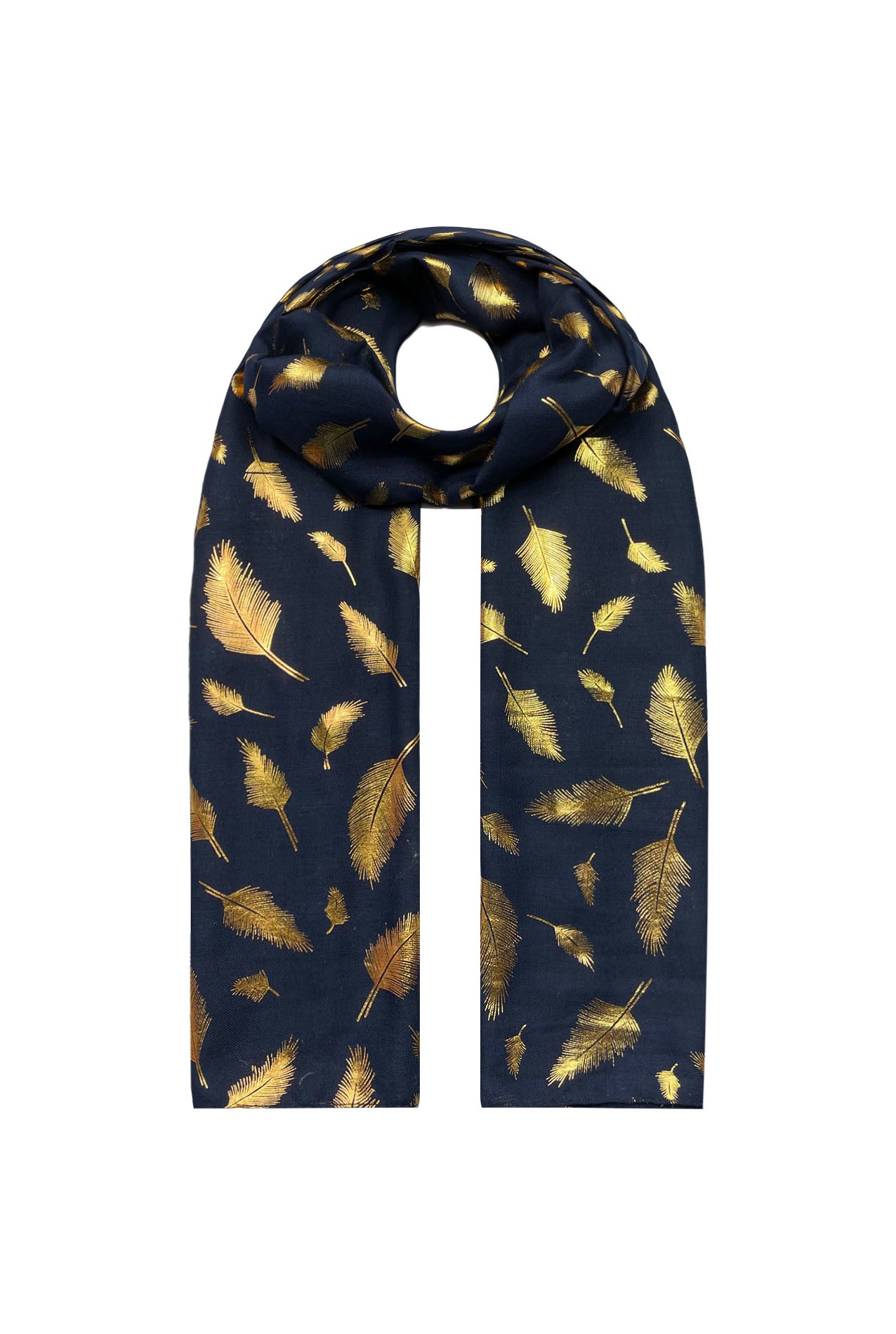 SF21058-657 Small Gold Foil Leaf Pattern Scarf