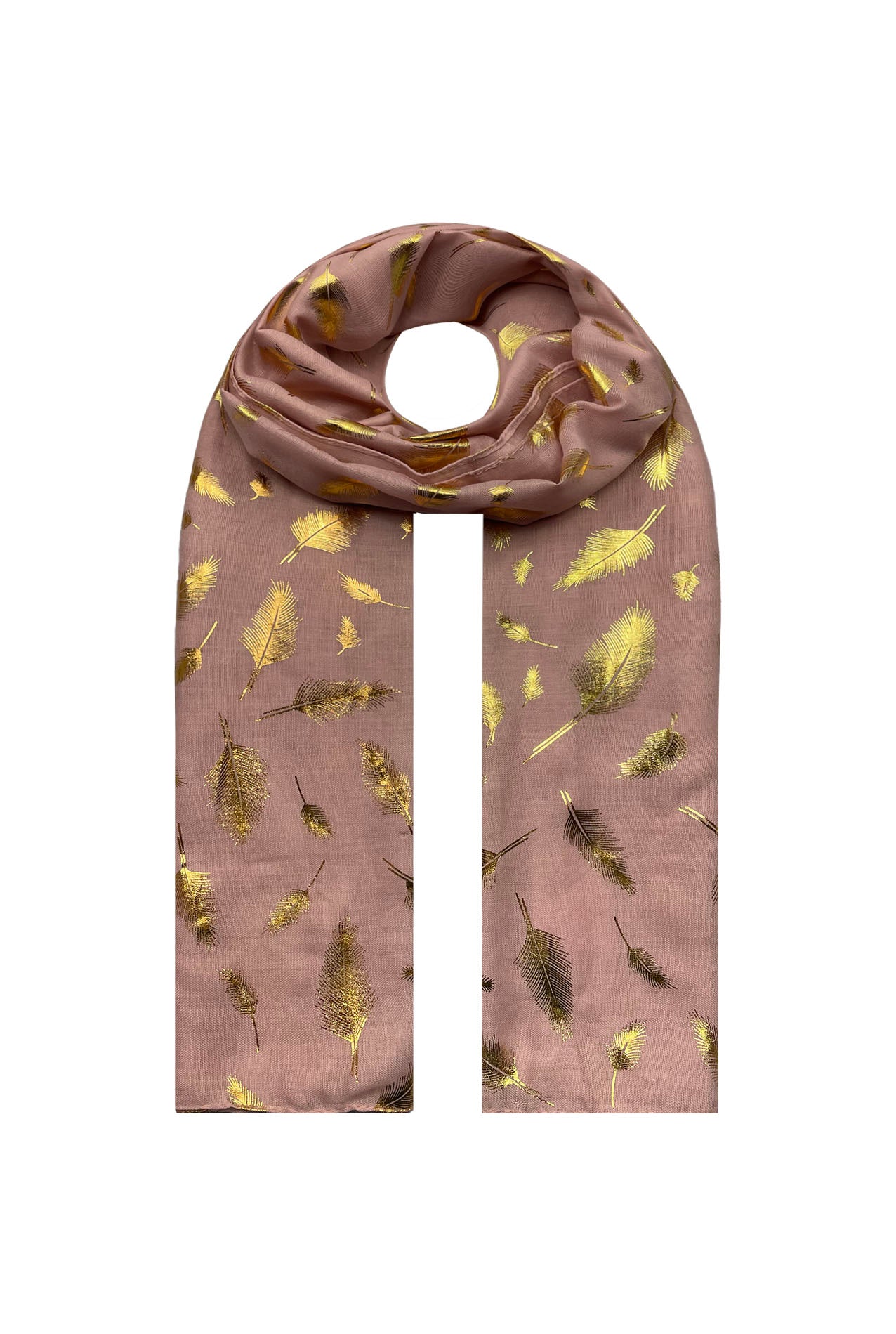 SF21058-657 Small Gold Foil Leaf Pattern Scarf