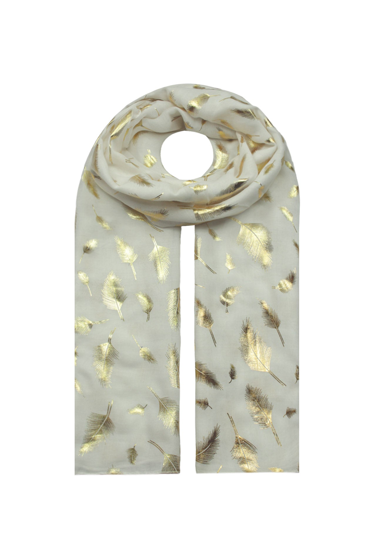 SF21058-657 Small Gold Foil Leaf Pattern Scarf