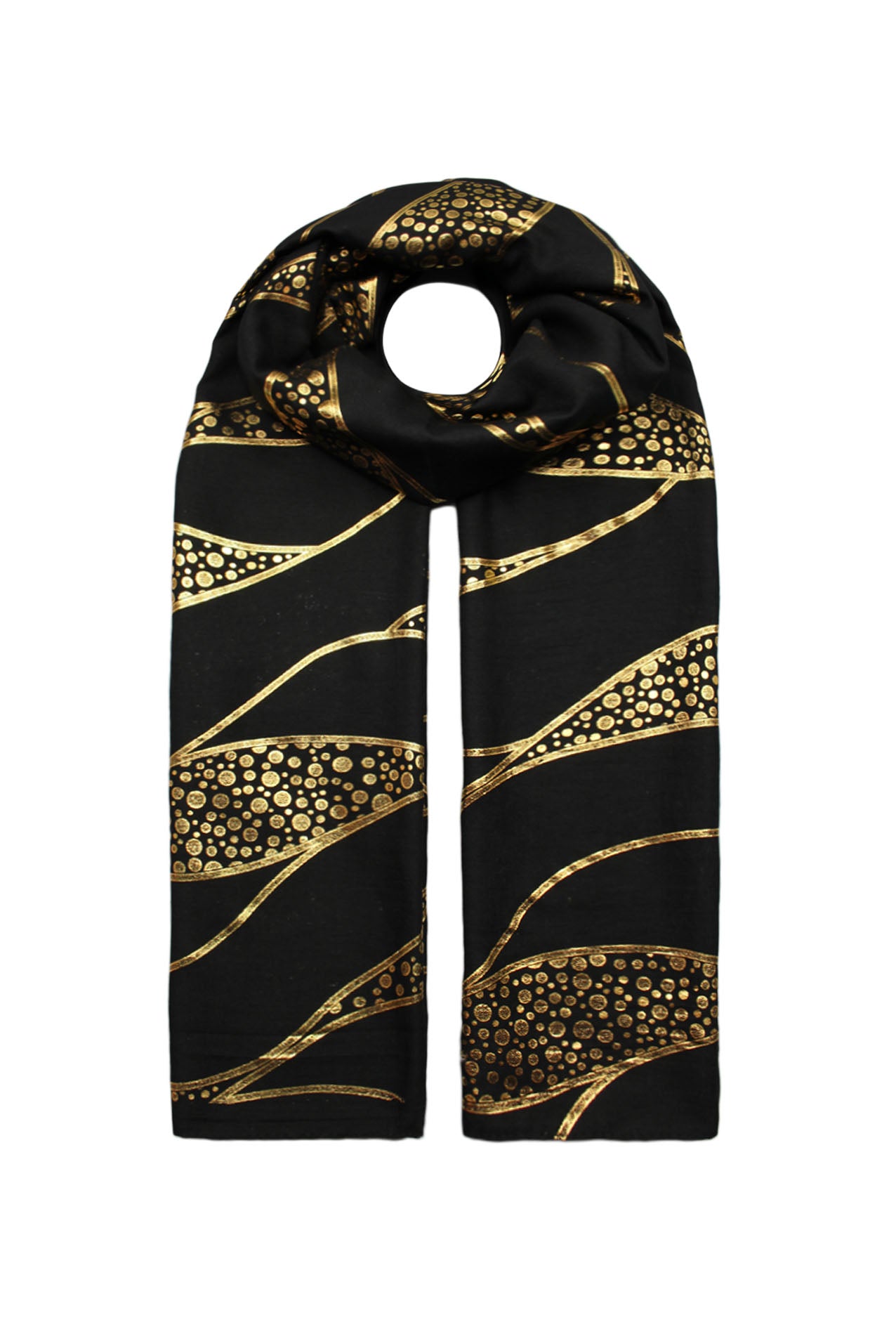 SF21058-659 Gold Foil Print Fashion Scarf