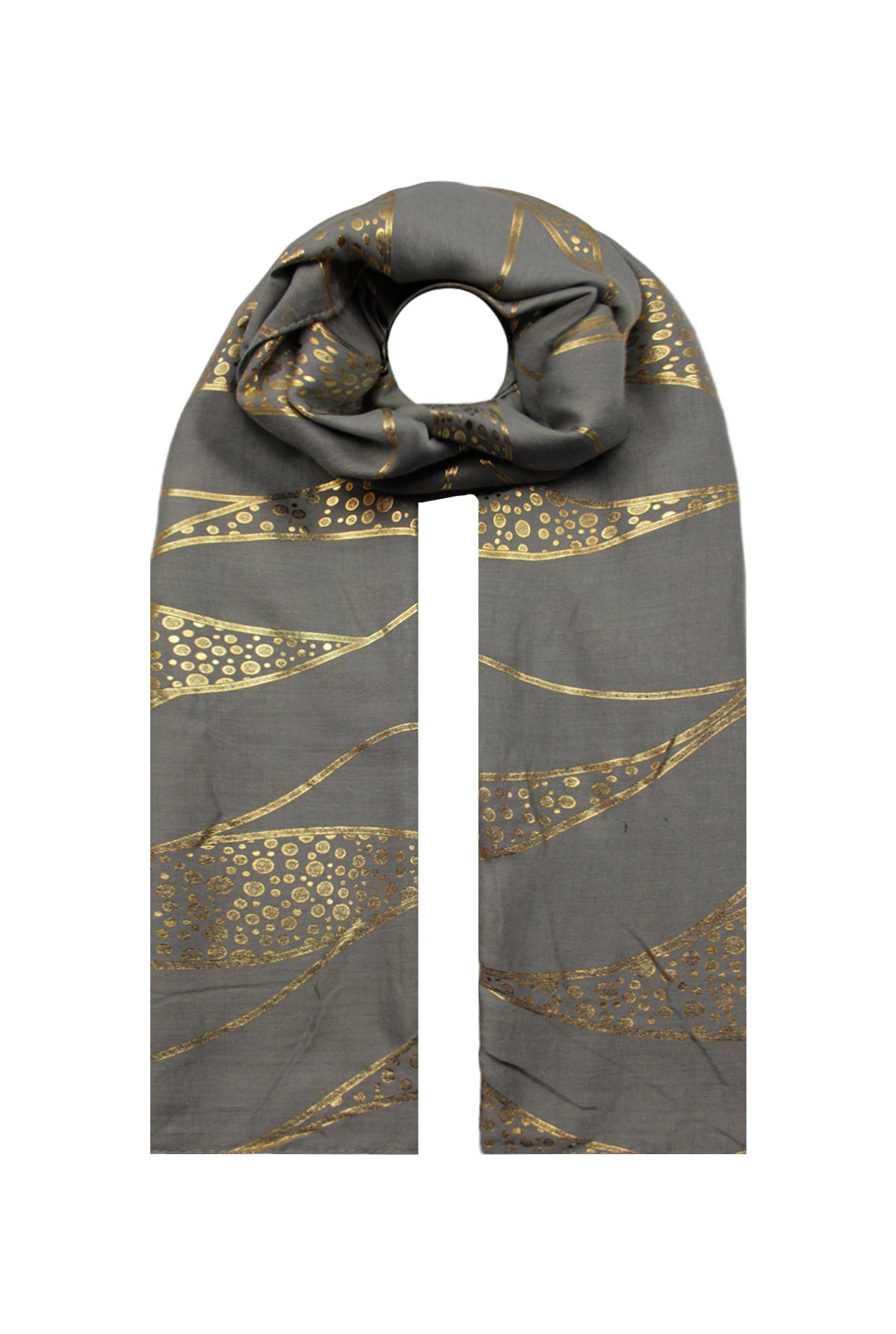 SF21058-659 Gold Foil Print Fashion Scarf