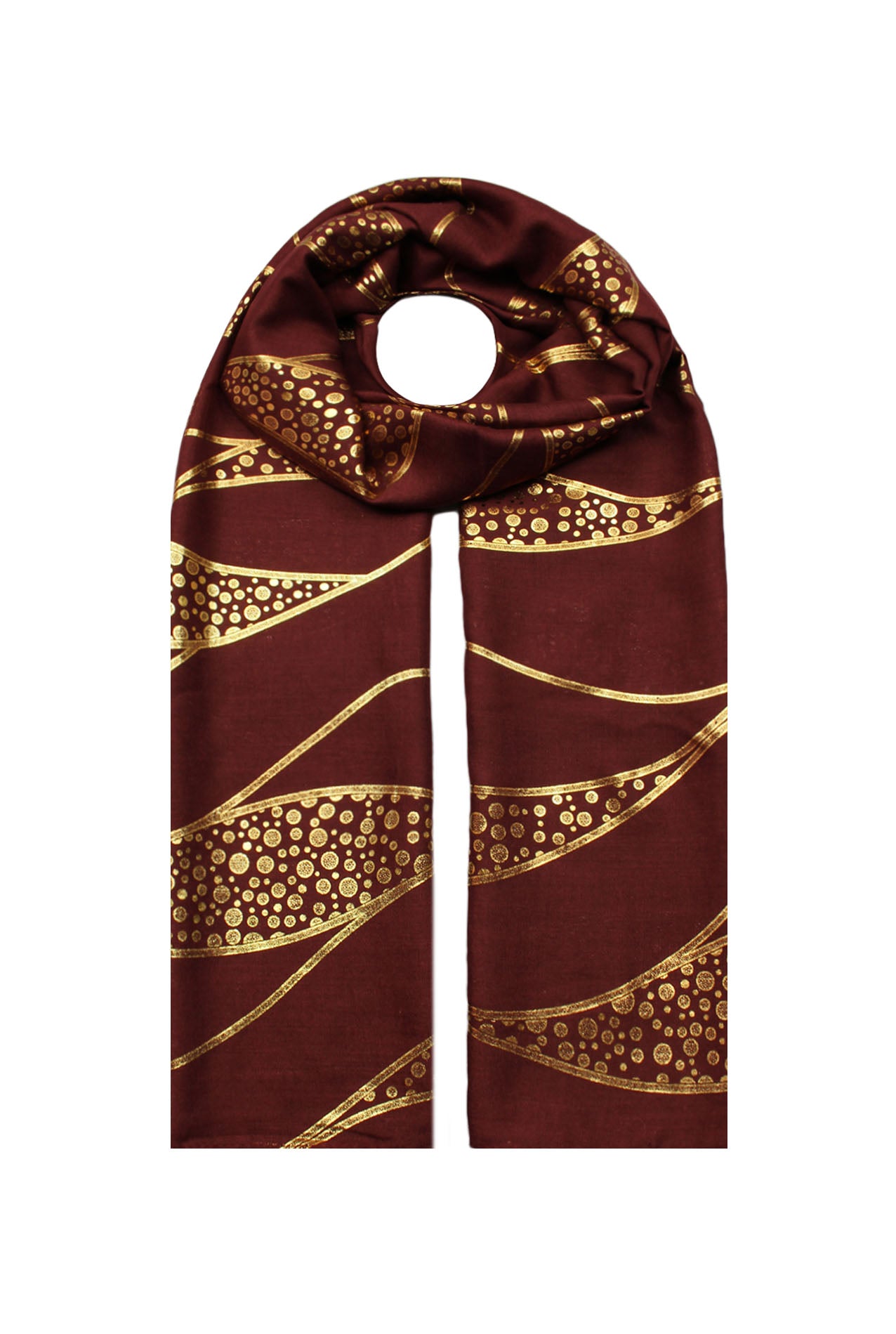 SF21058-659 Gold Foil Print Fashion Scarf