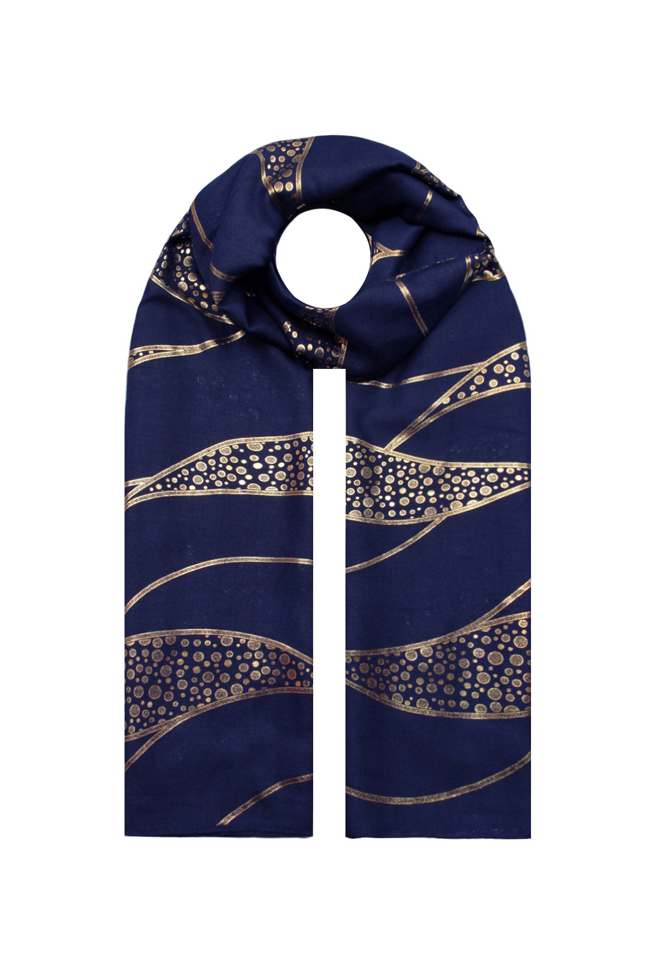 SF21058-659 Gold Foil Print Fashion Scarf