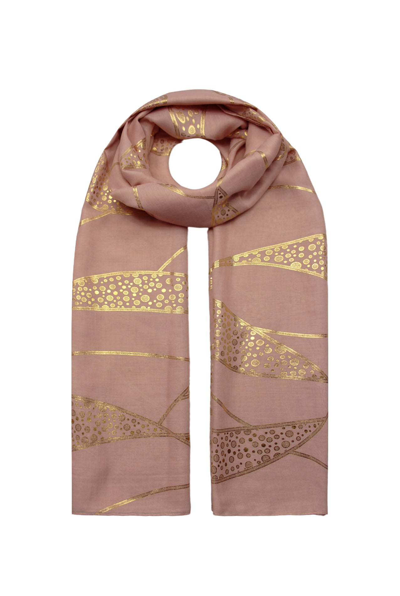 SF21058-659 Gold Foil Print Fashion Scarf