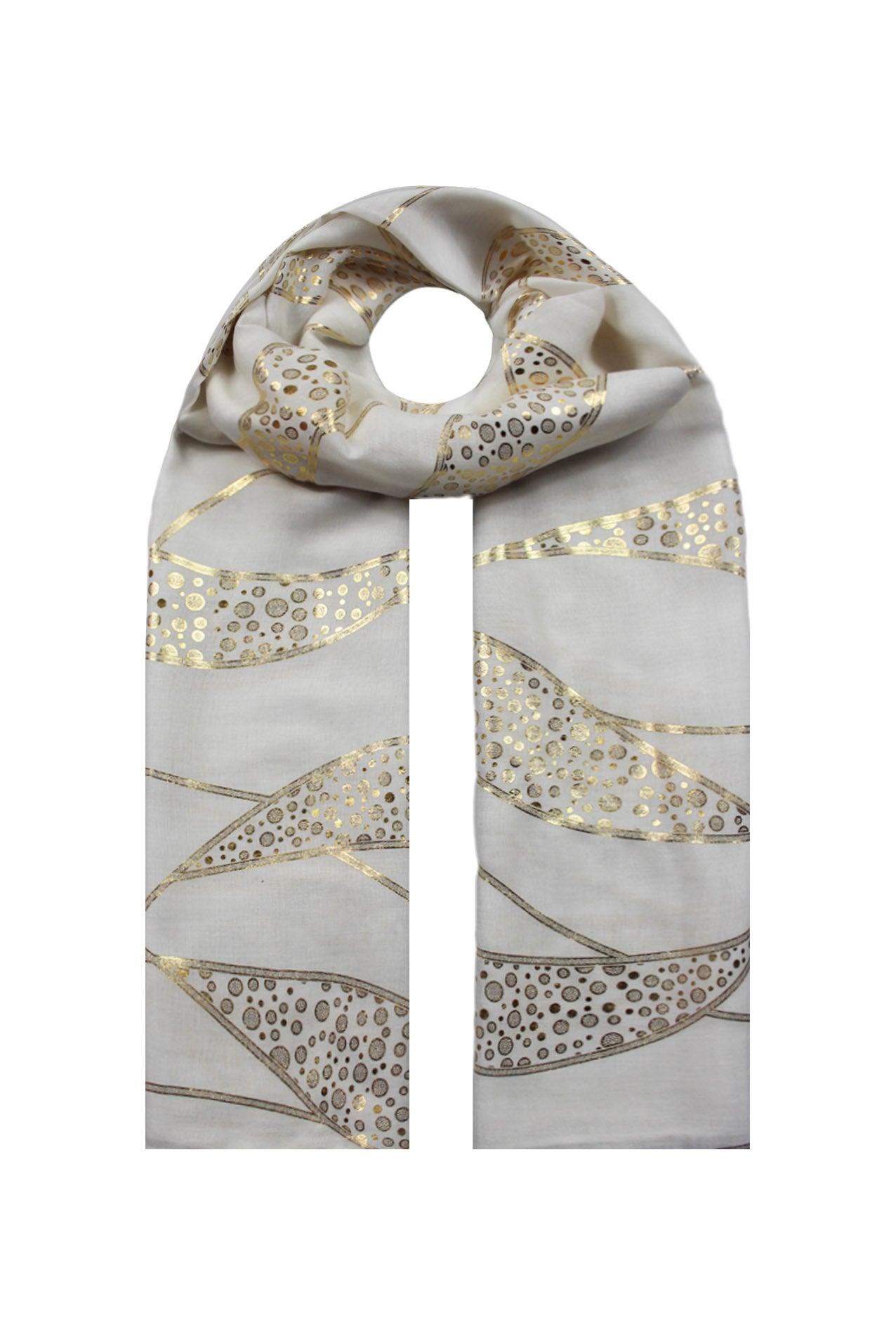 SF21058-659 Gold Foil Print Fashion Scarf