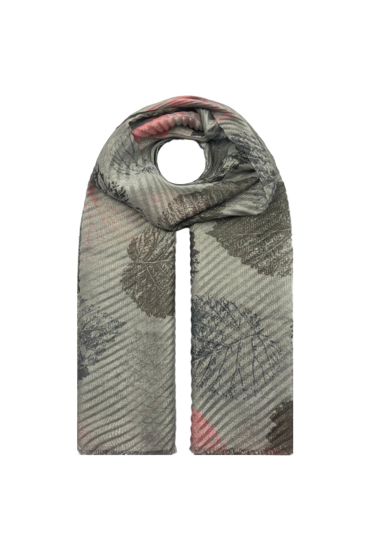 SF21070-616 Autumn Leaves Print Polyester Scarf