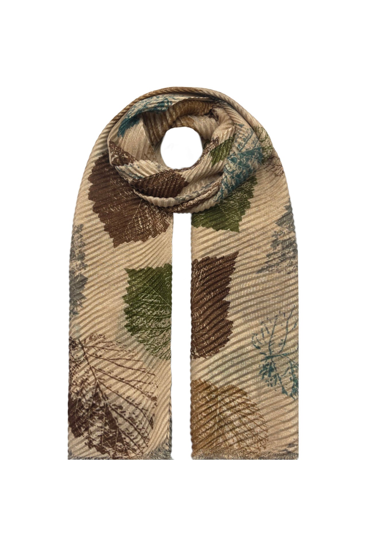 SF21070-616 Autumn Leaves Print Polyester Scarf