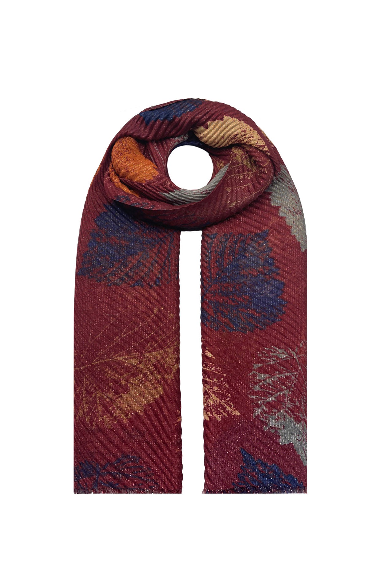 SF21070-616 Autumn Leaves Print Polyester Scarf