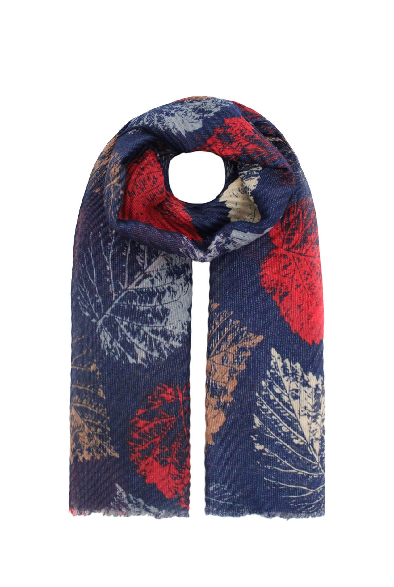 SF21070-616 Autumn Leaves Print Polyester Scarf