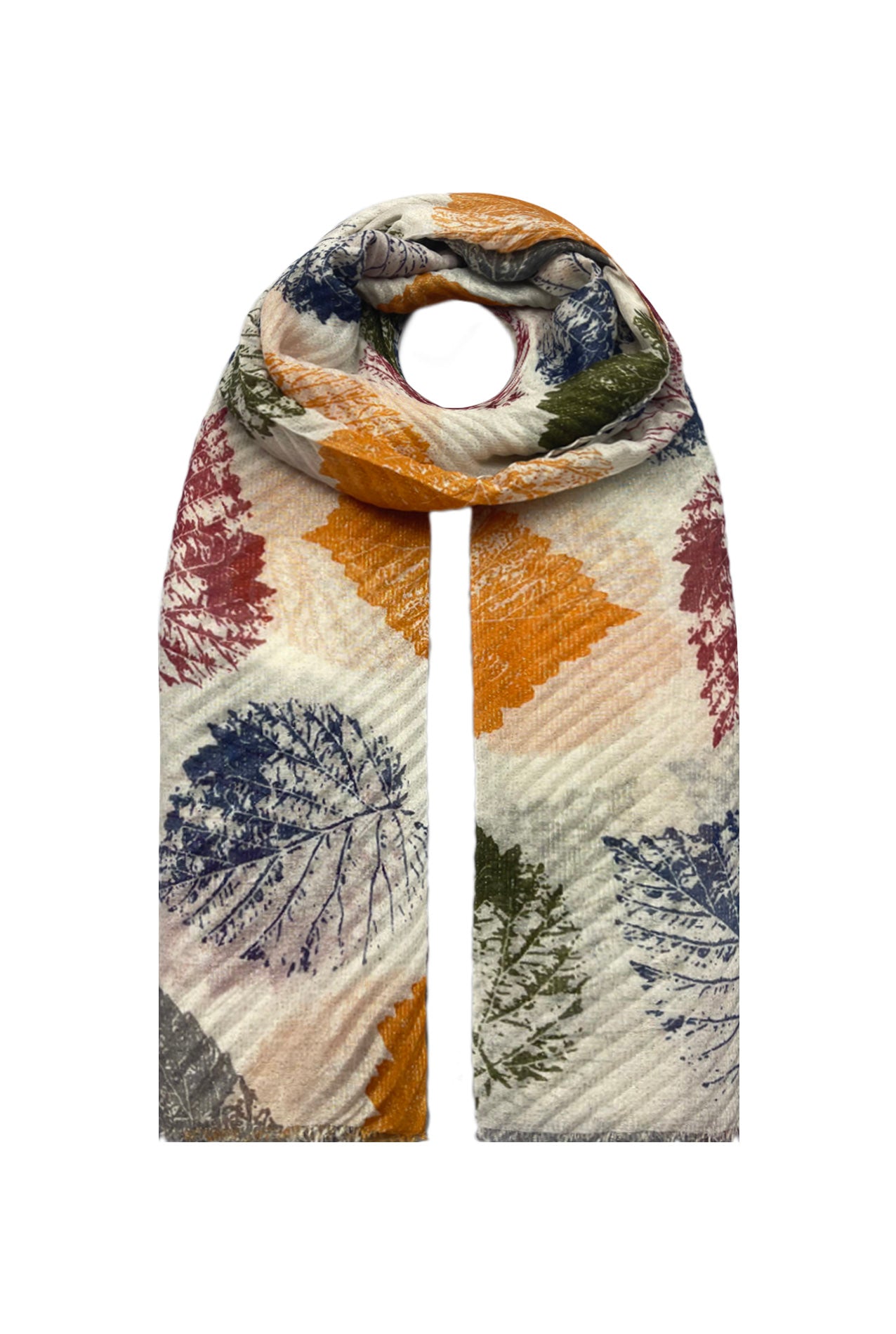 SF21070-616 Autumn Leaves Print Polyester Scarf