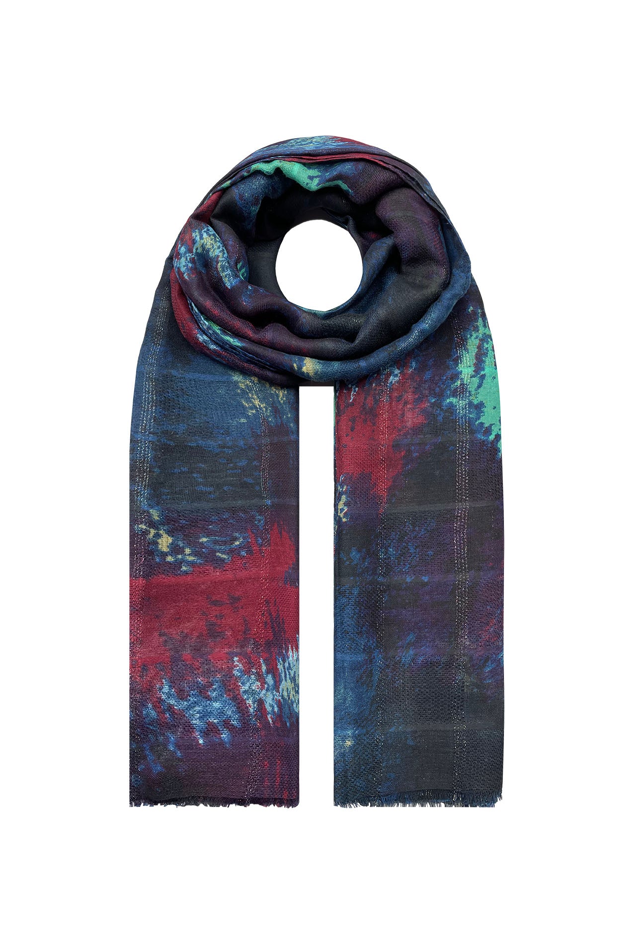 SF21075-615 Abstract Splash Polyester Scarf