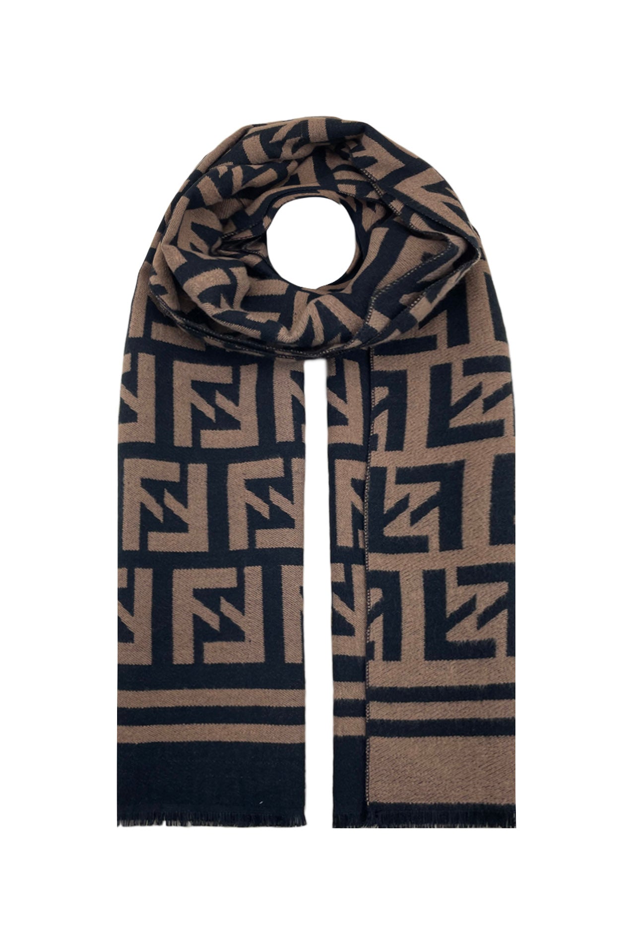 SF21078-624 Colour Patterned Wool Blend Scarf