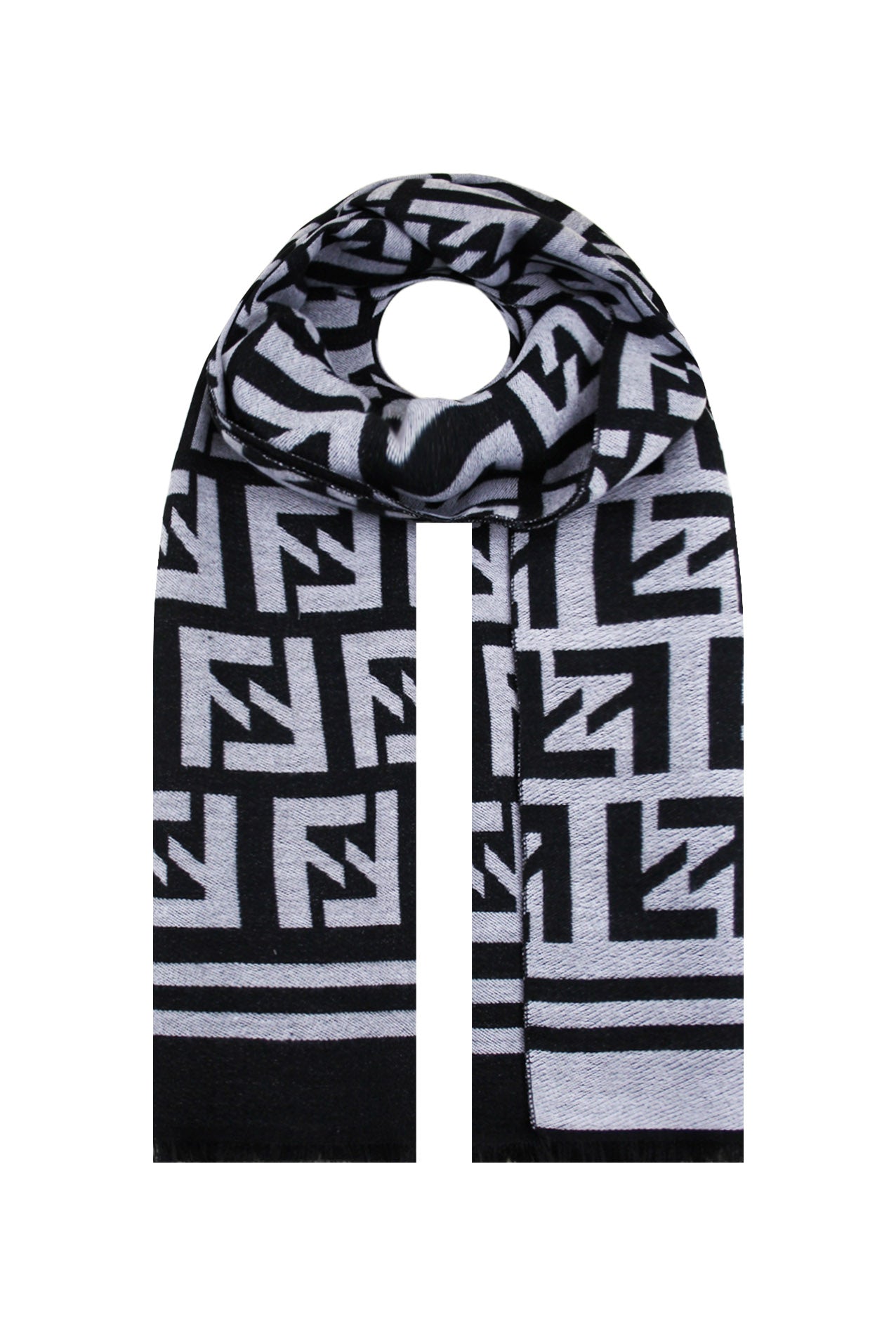 SF21078-624 Colour Patterned Wool Blend Scarf