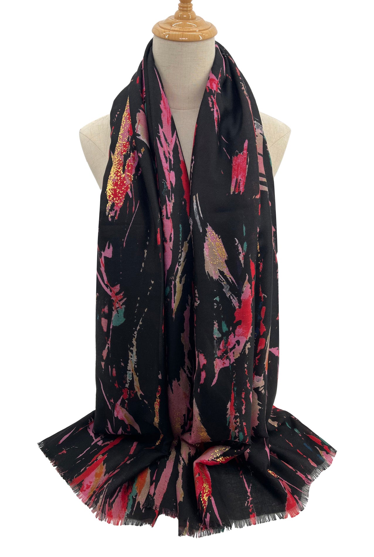 SF2110-735 Mix Cotton Lurex Splash Print Scarf